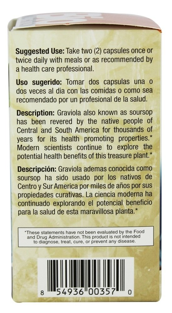 Foto 5 pulgar | Suplemento Bio Nutrition Graviola 60 Cápsulas Vegetarianas - Venta Internacional.