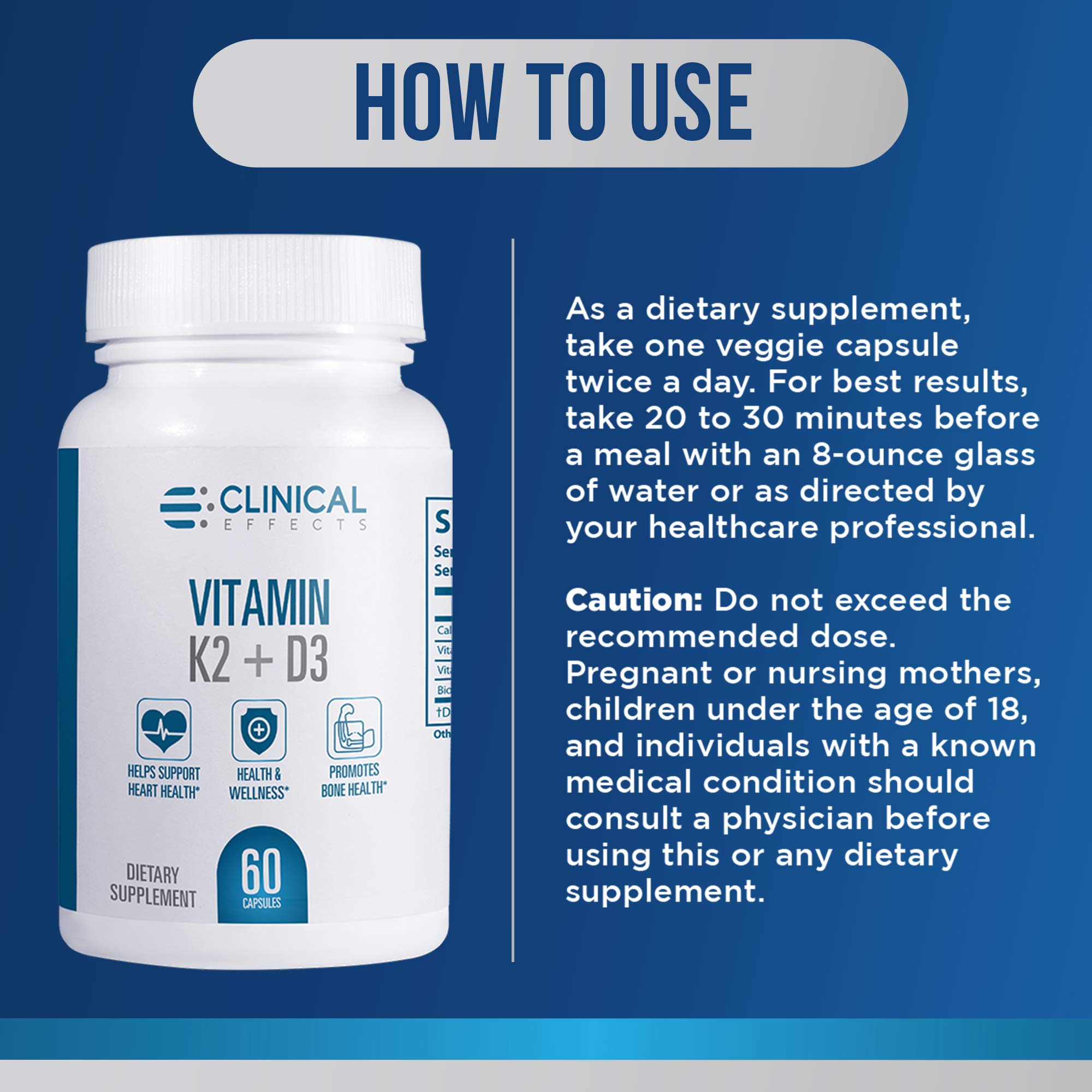 Foto 6 | Suplemento Vitamínico Efectos Clínicos Vitamina K2 + D3 60 Cápsulas - Venta Internacional.