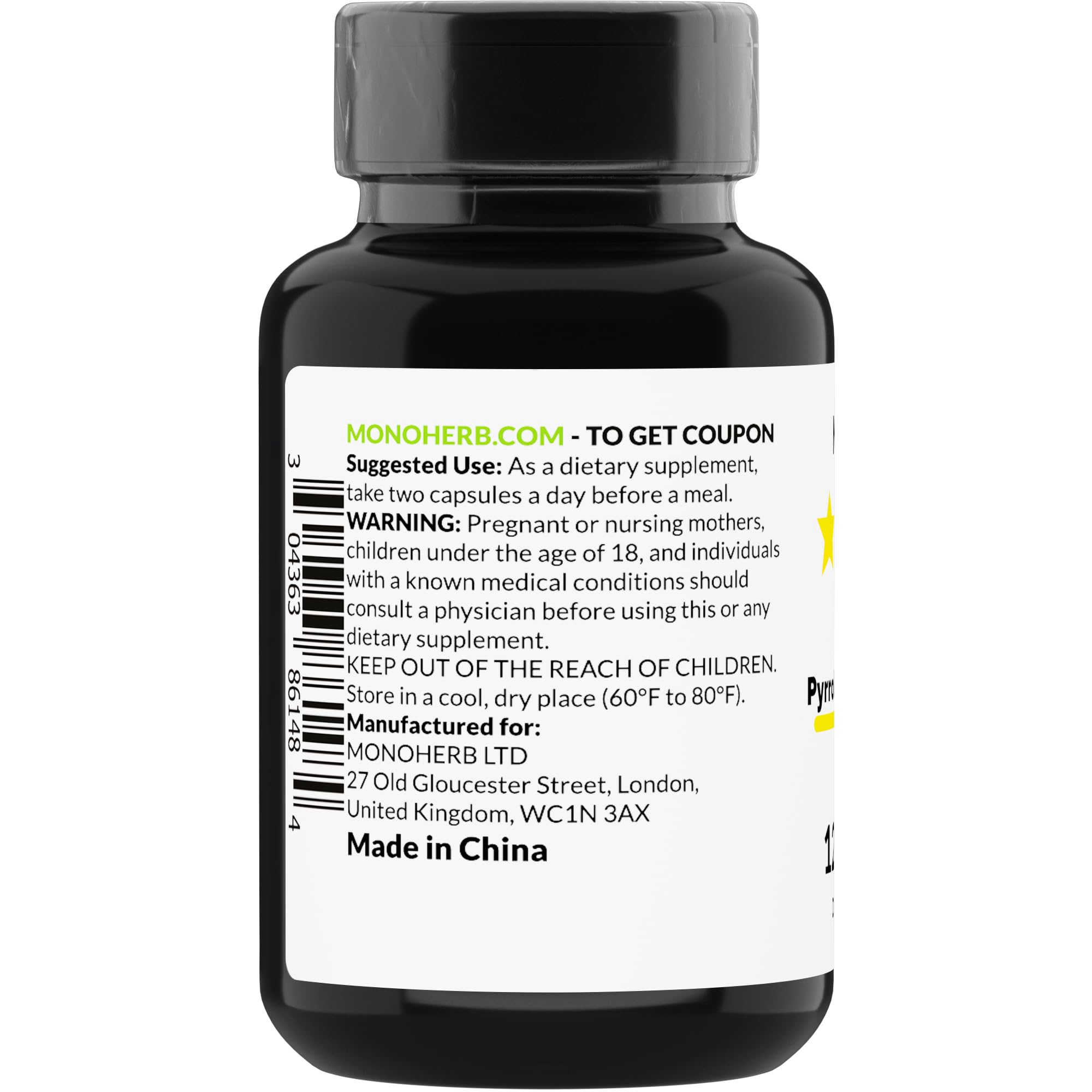 Foto 6 pulgar | Suplemento Monoherb Pqq 40 Mg Con 120 Cápsulas Veganas - Venta Internacional.
