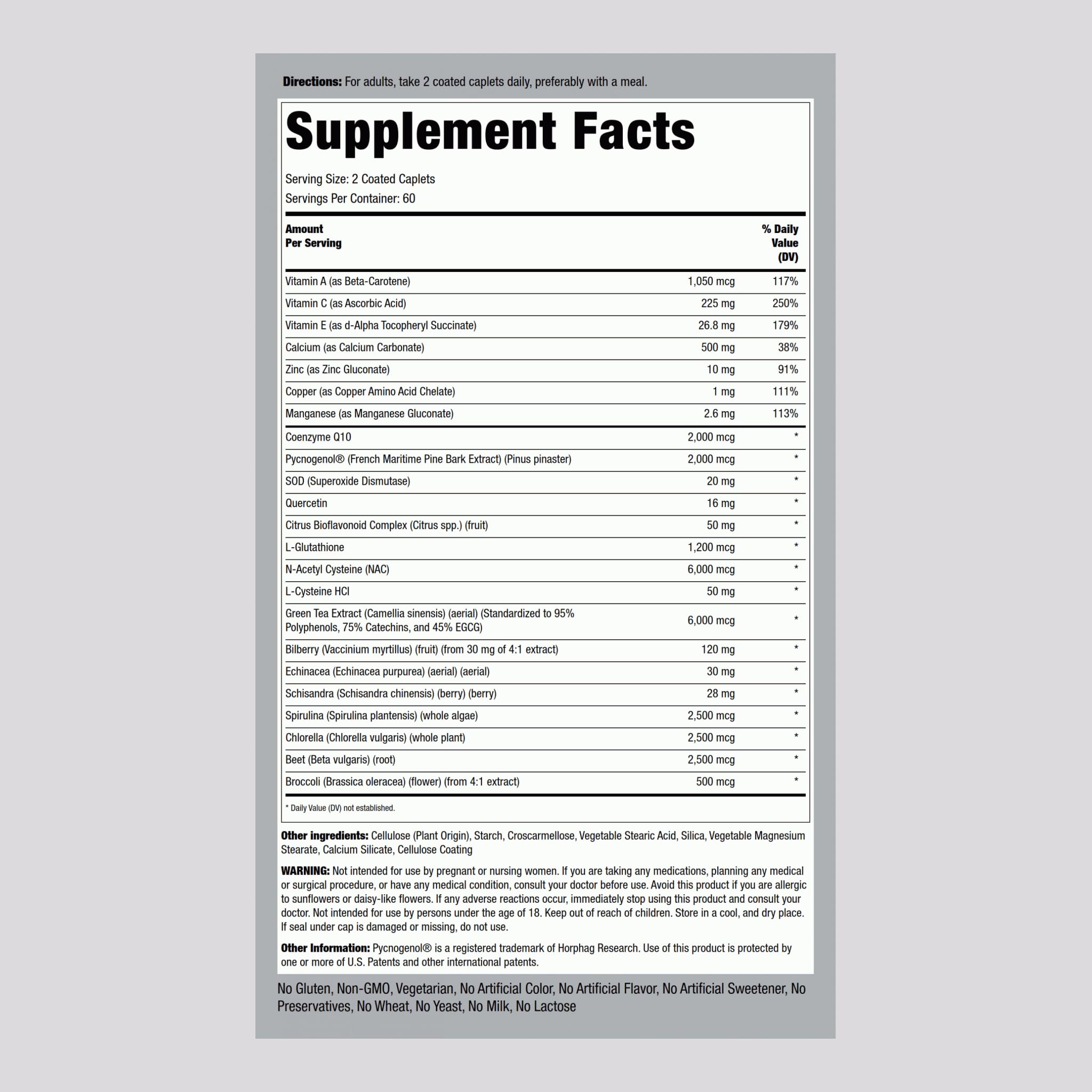 Foto 3 pulgar | Suplementos Piping Rock Antioxidant Ultra Max 120 Comprimidos - Venta Internacional.