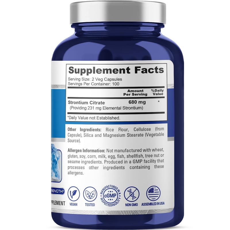 Foto 2 | Suplemento Nusapure Strontium 680 Mg 200 Cápsulas Vegetarianas - Venta Internacional.