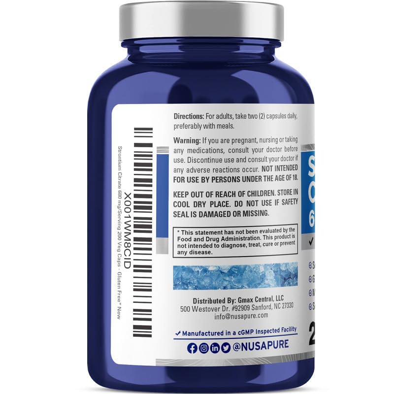Foto 4 pulgar | Suplemento Nusapure Strontium 680 Mg 200 Cápsulas Vegetarianas - Venta Internacional.
