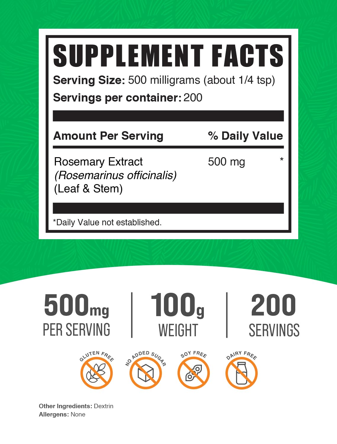 Foto 3 pulgar | Suplemento Bulksupplements.com Extracto De Romero 100 G - Venta Internacional.