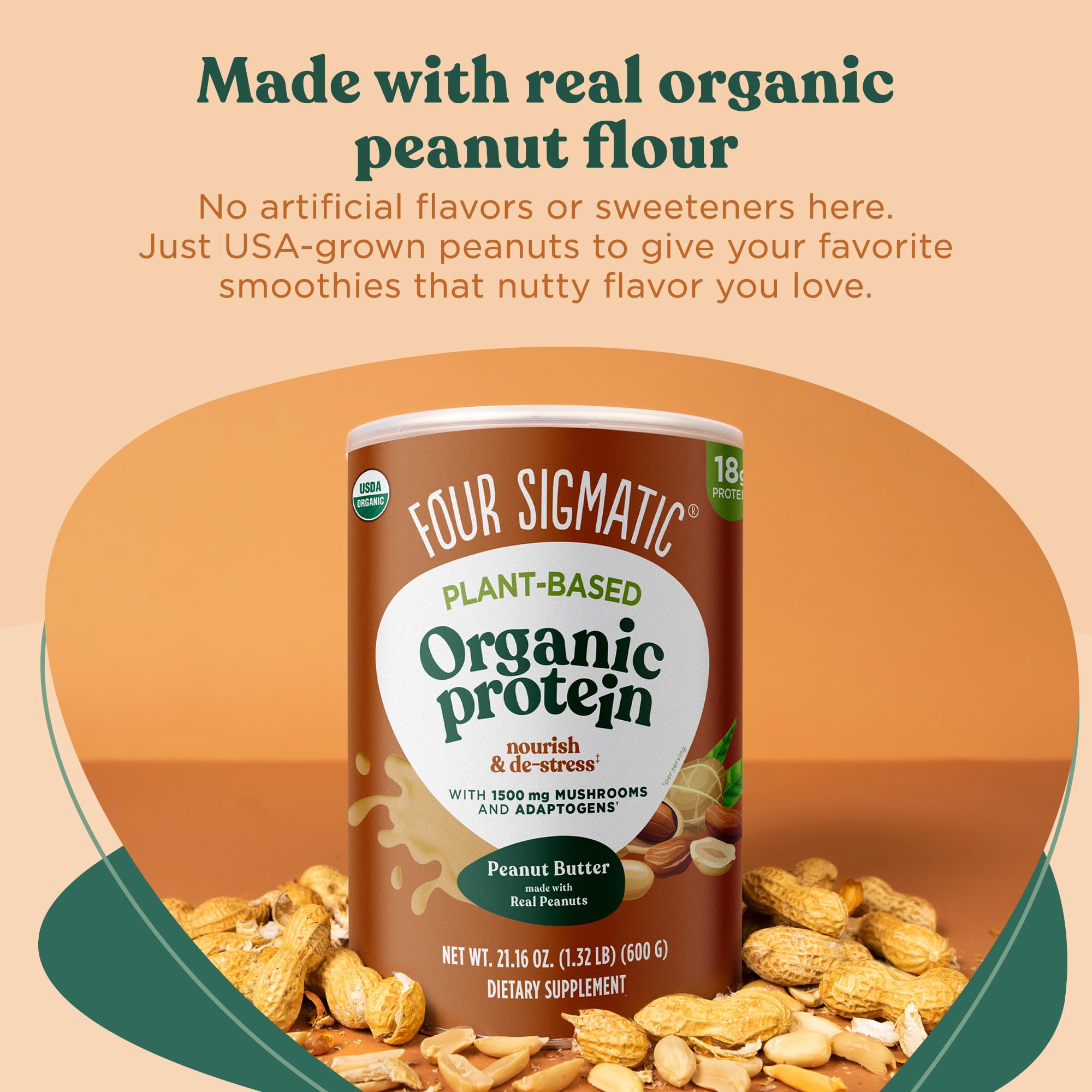 Foto 7 pulgar | Crema De Cacahuete Four Sigmatic Con Proteína Vegetal En Polvo, 590 Ml - Venta Internacional.
