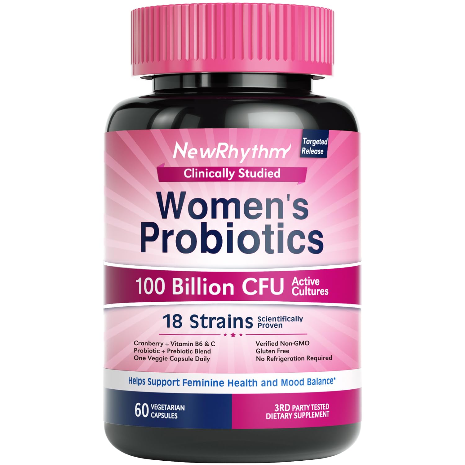 Probióticos Newrhythm Women 100 Mil Millones De Cfu 60 Cápsulas - Venta Internacional.