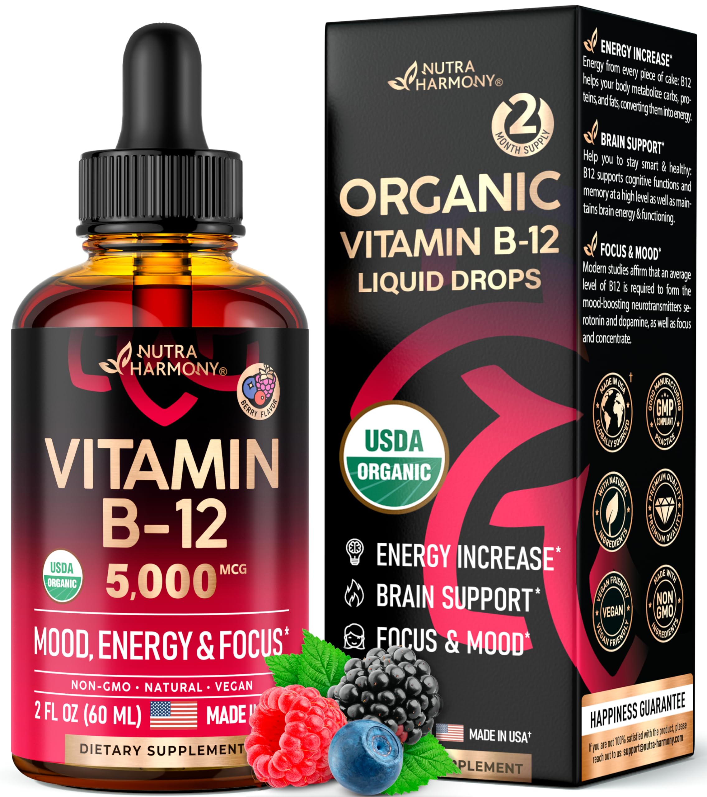 Foto 1 | Suplemento Nutraharmony De Vitamina B12 En Gotas Sublinguales De 5000 Mcg - Venta Internacional.