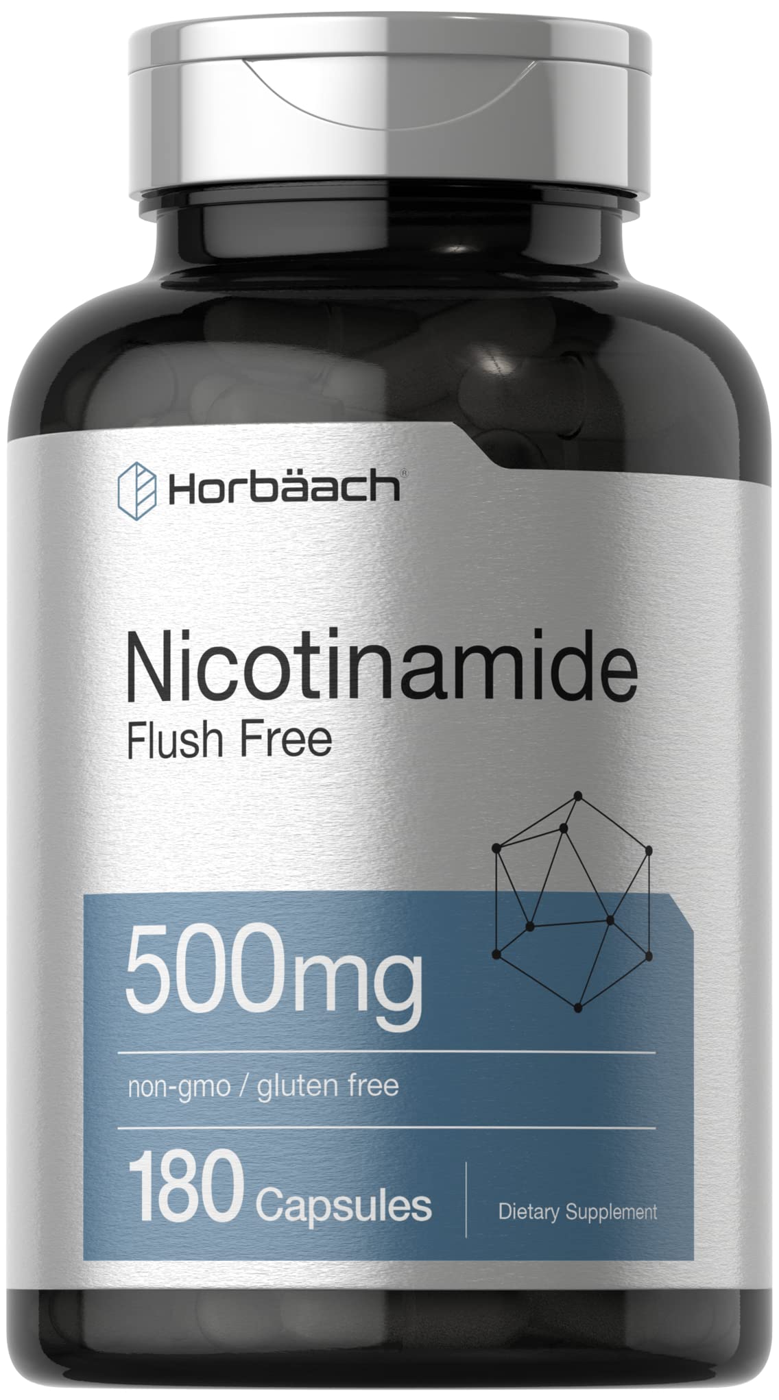 Foto 2 pulgar | Suplemento Horbaach Flush Free Nicotinamida 500 Mg 180 Cápsulas - Venta Internacional.