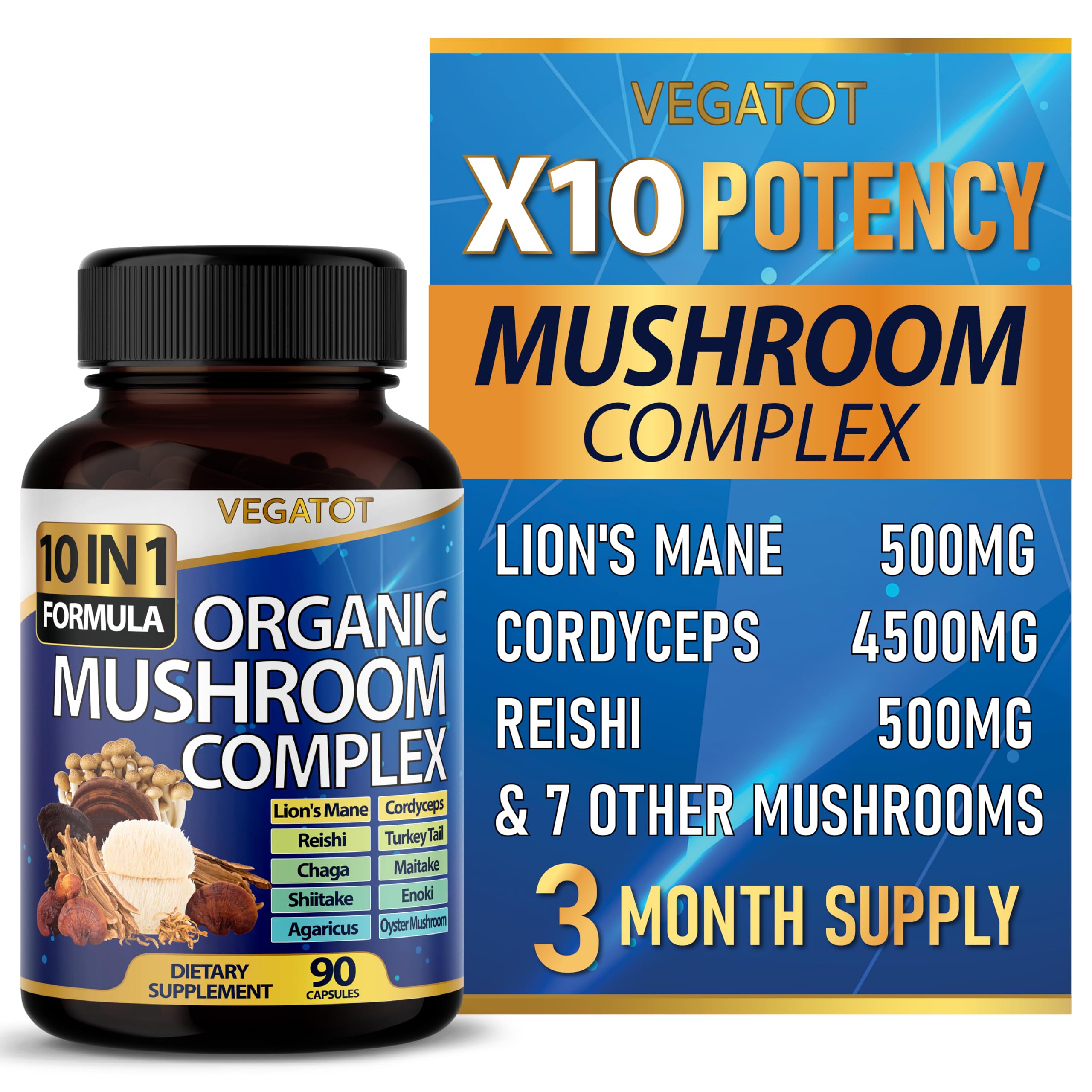 Suplemento Vegatot 10 En 1 De Hongos De Alta Resistencia 9700 Mg - Venta Internacional.