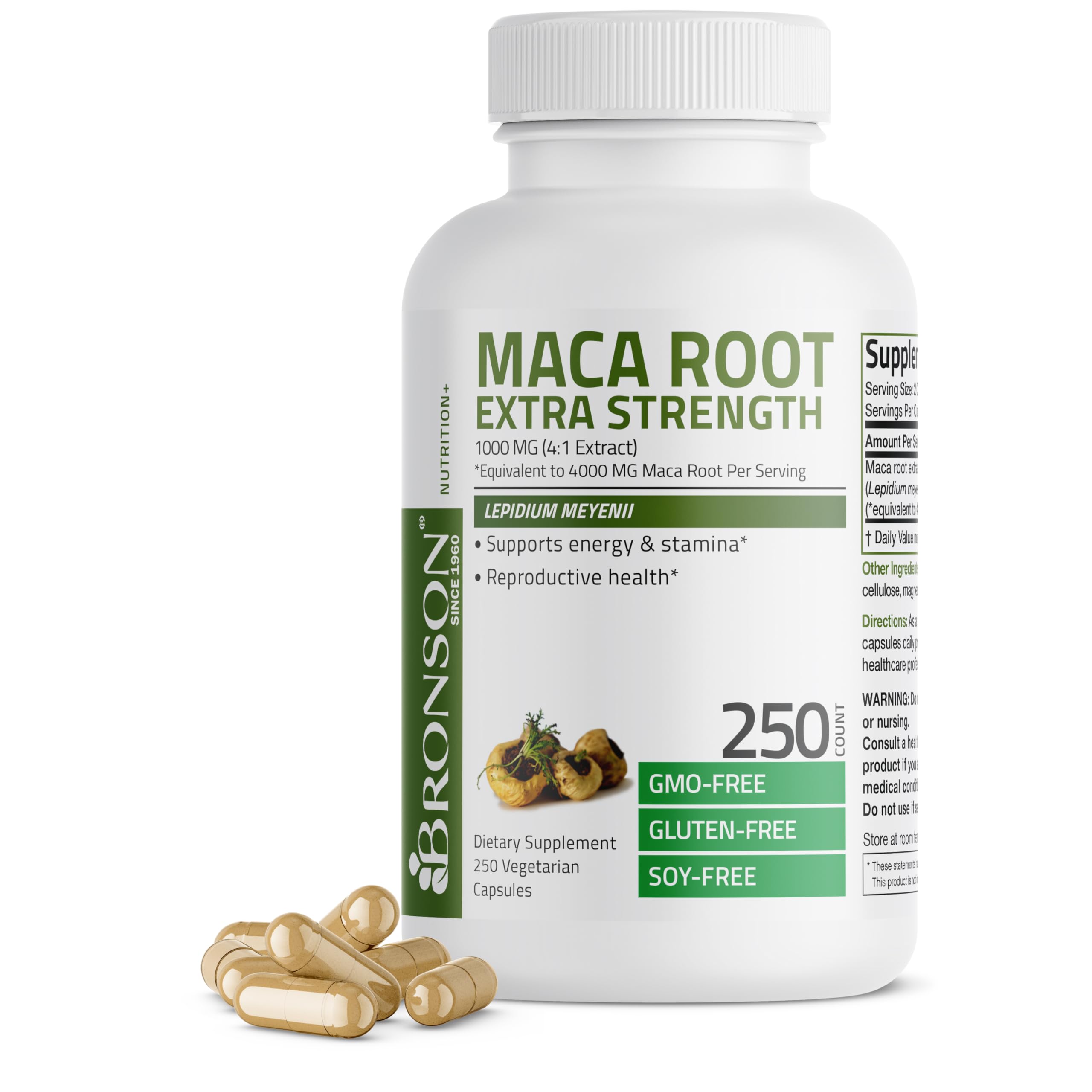 Foto 2 pulgar | Suplemento Bronson Maca Root Extra Lepidium Meyenii 250 Cápsulas - Venta Internacional.