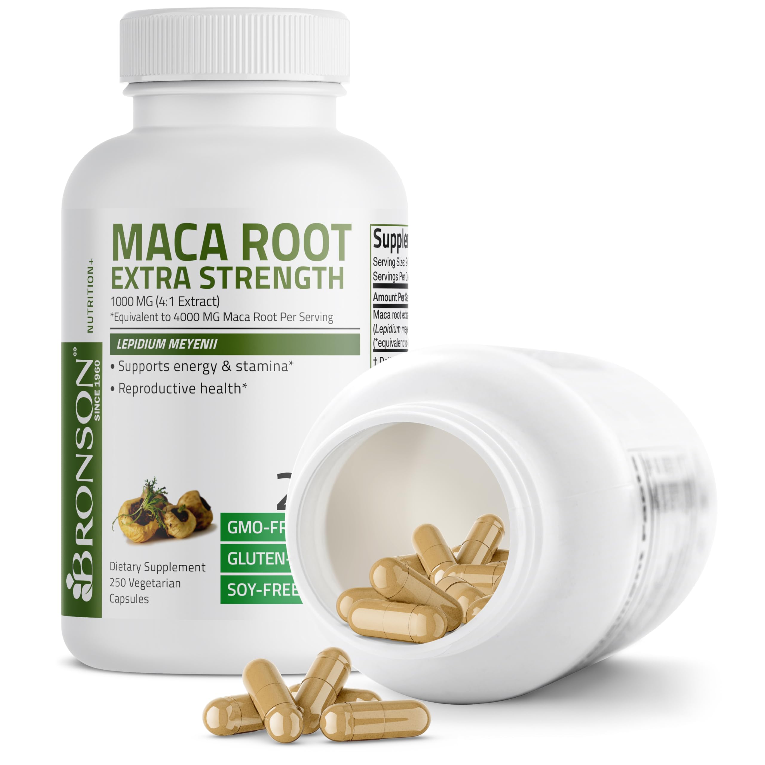 Foto 5 pulgar | Suplemento Bronson Maca Root Extra Lepidium Meyenii 250 Cápsulas - Venta Internacional.