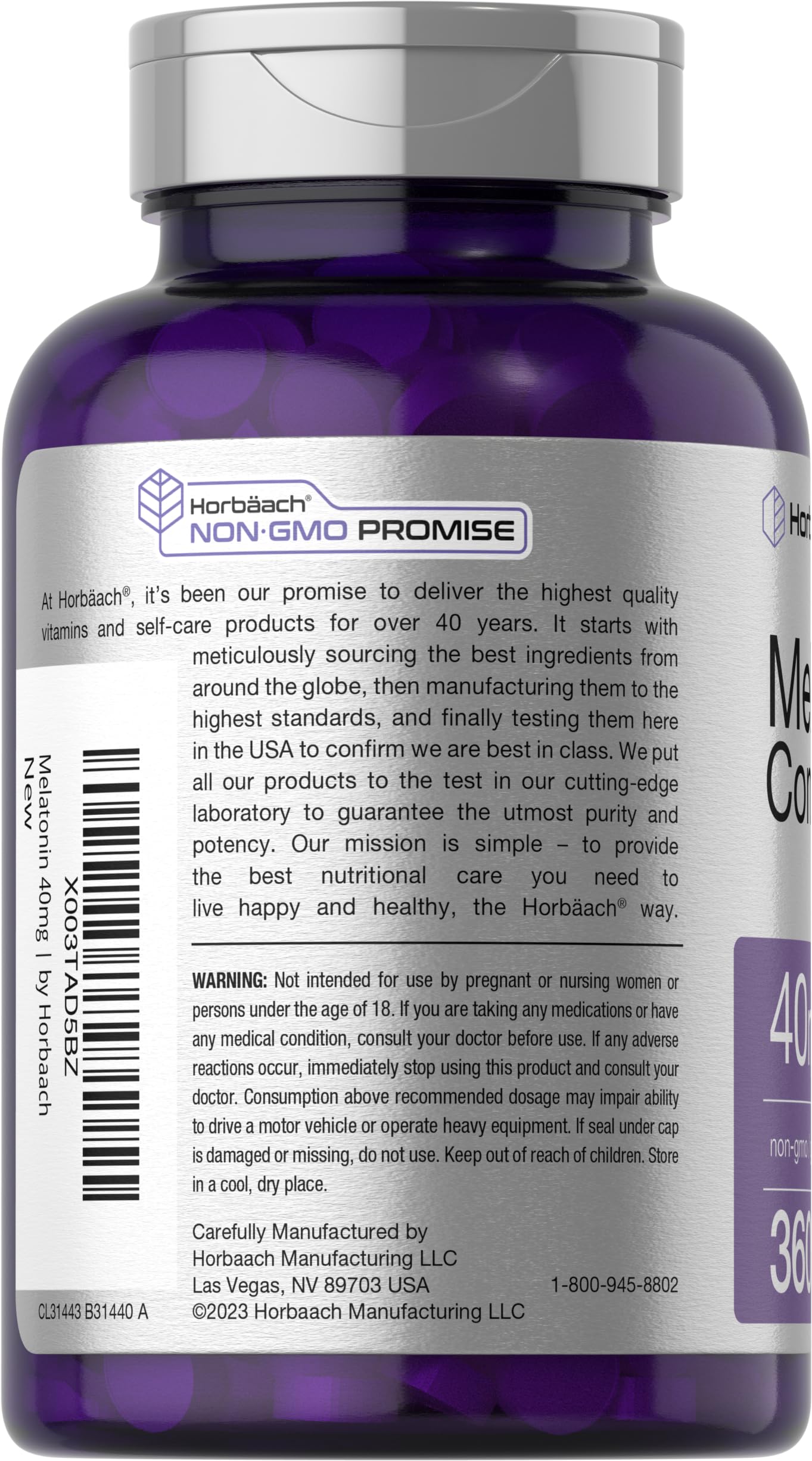 Foto 4 pulgar | Suplemento Horbaach Melatonin Complex 40 Mg 360 Comprimidos - Venta Internacional.