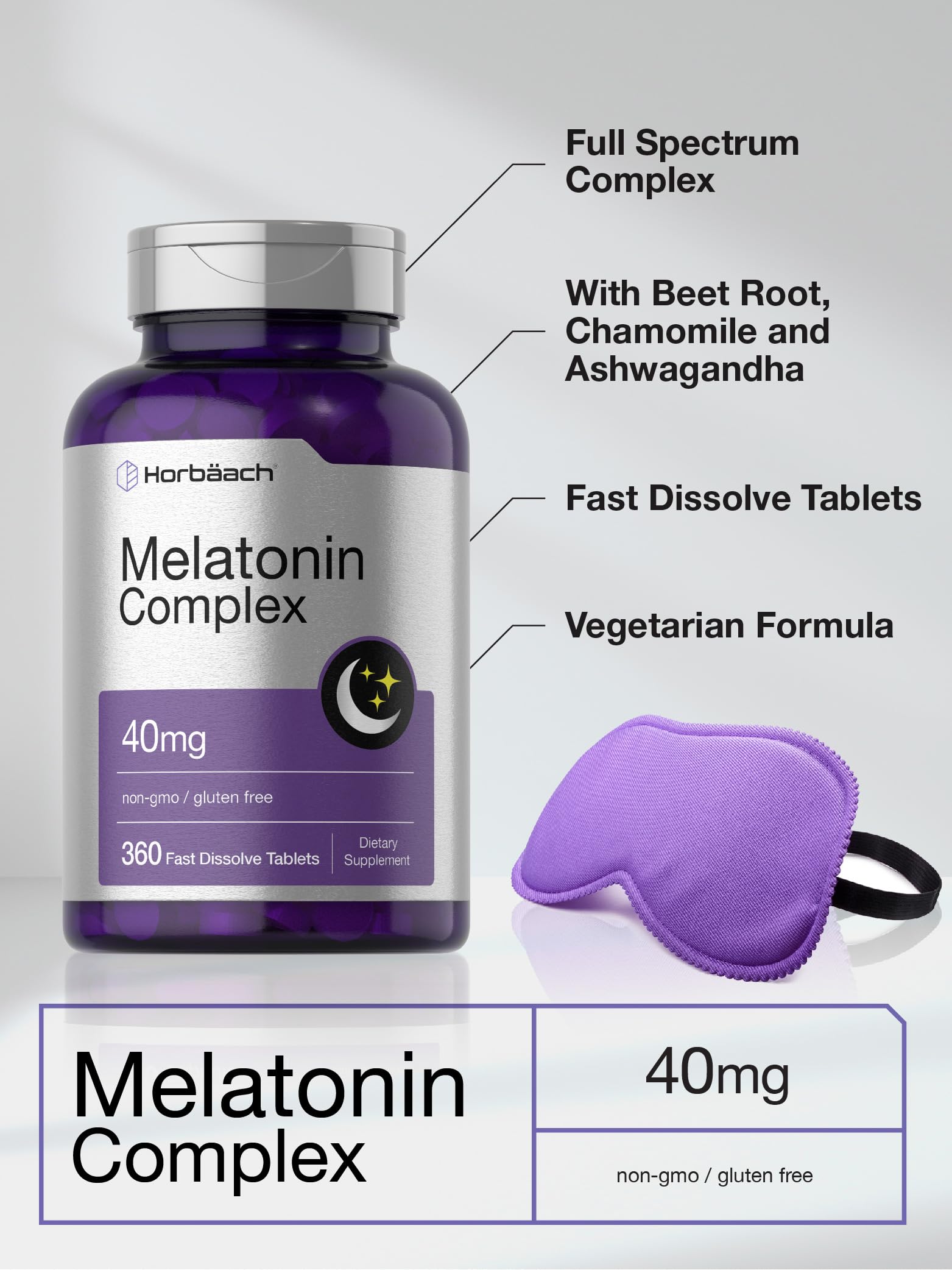 Foto 5 pulgar | Suplemento Horbaach Melatonin Complex 40 Mg 360 Comprimidos - Venta Internacional.