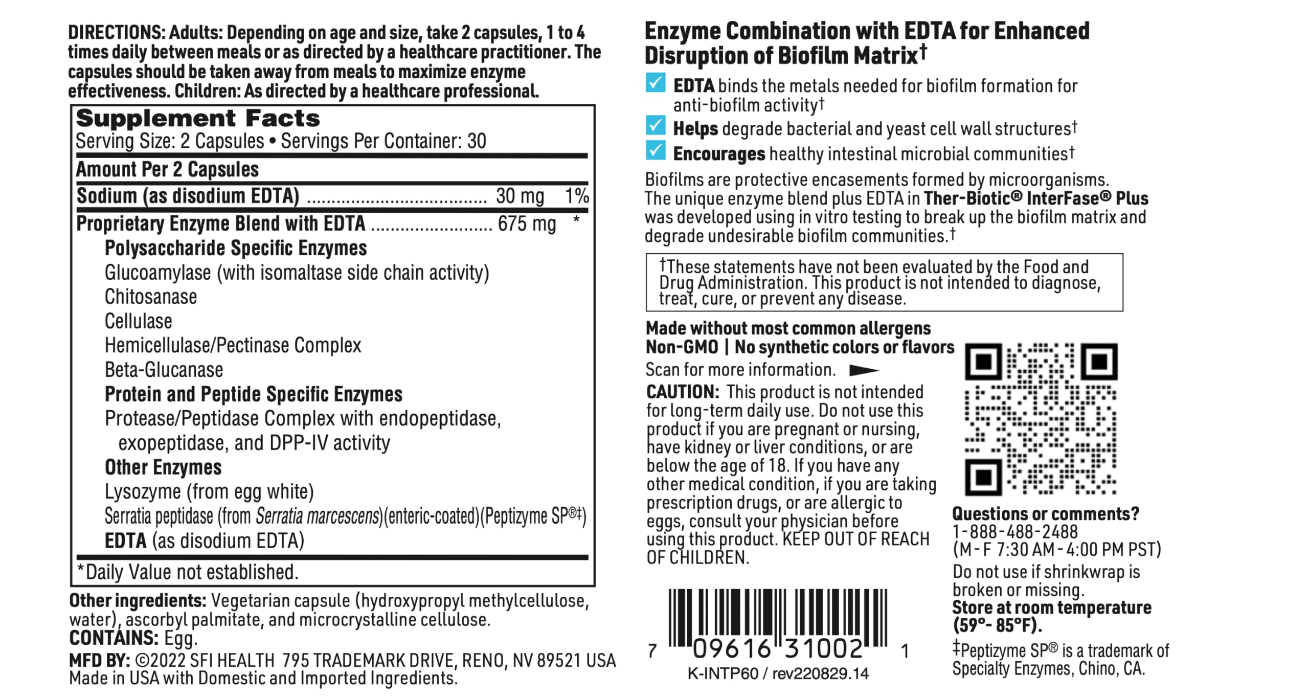Foto 6 | Suplemento Klaire Labs Interfase Plus Enzyme 60 Cápsulas - Venta Internacional.