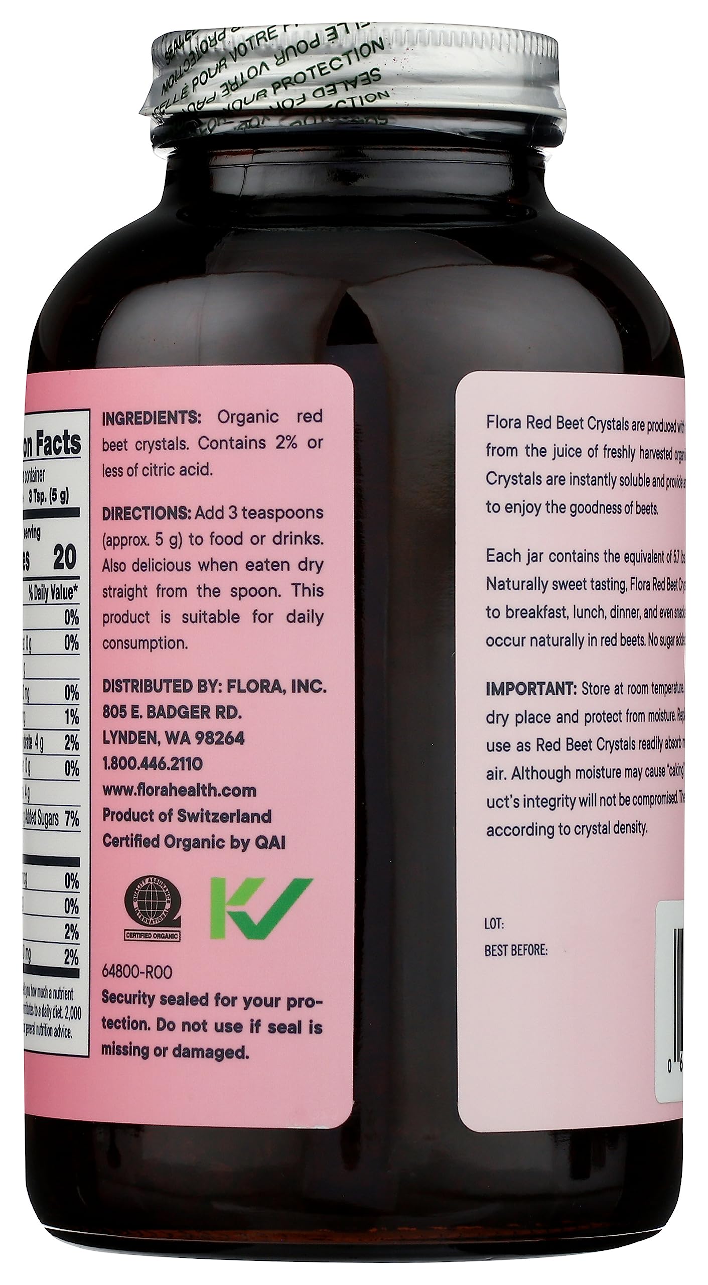 Foto 7 | Suplemento Flora Organic Con Cristales De Remolacha Roja 200 G - Venta Internacional.