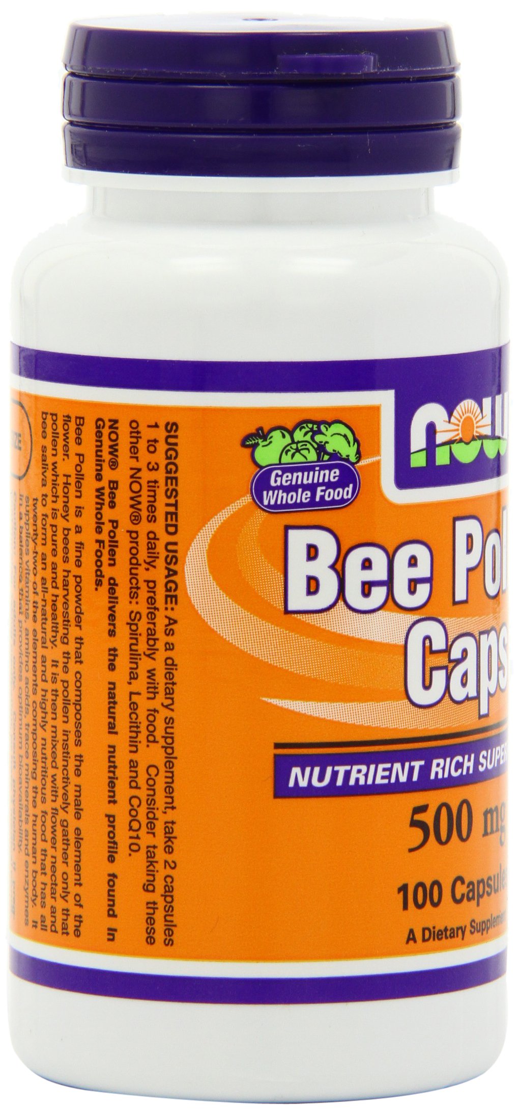 Foto 7 pulgar | Suplemento Now Foods Polen De Abeja 500 Mg 100 Cápsulas X3 - Venta Internacional.