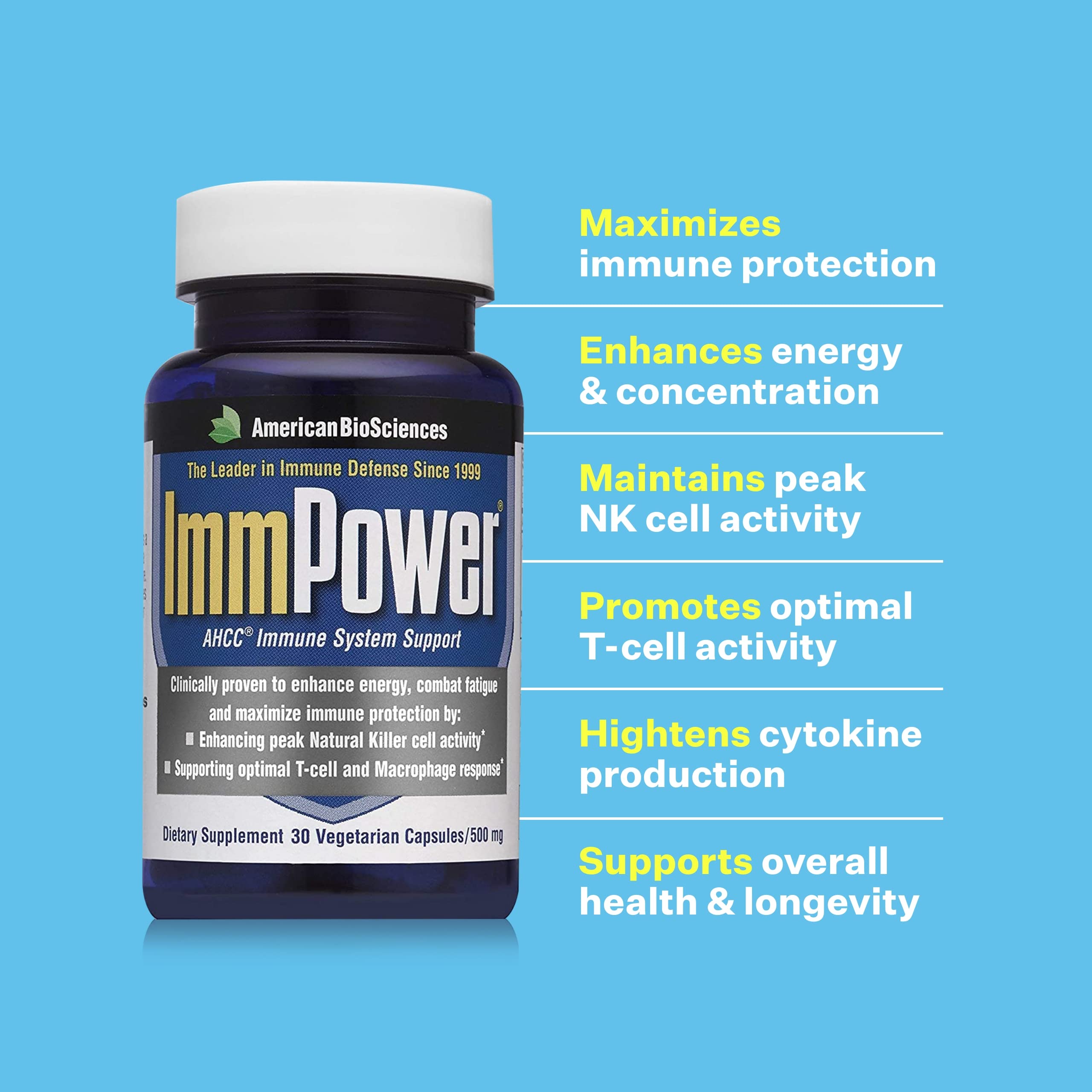 Foto 5 pulgar | Suplemento American Biosciences Immpower Ahcc 500 Mg 30 Cápsulas - Venta Internacional.