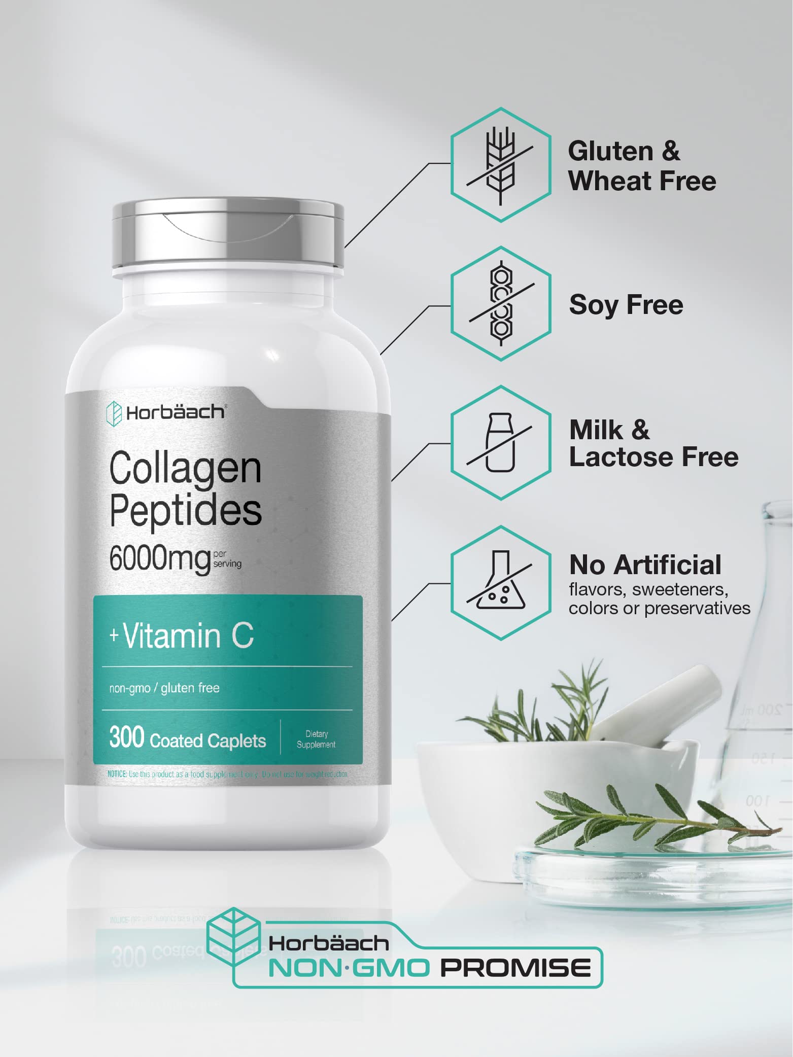 Foto 5 pulgar | Suplemento De Péptidos De Colágeno Horbaach 6000 Mg Con Vitamina C - Venta Internacional.