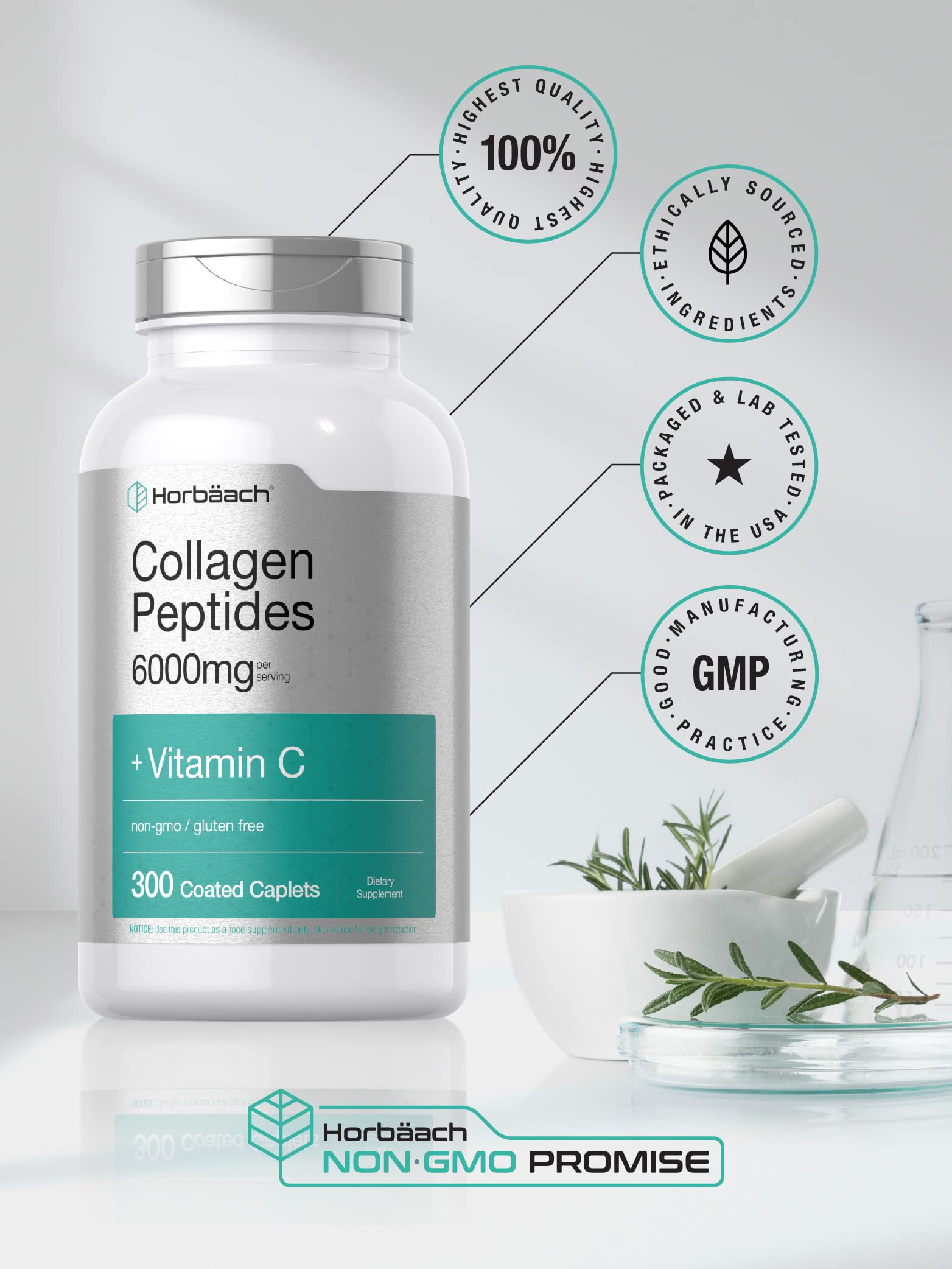 Foto 6 pulgar | Suplemento De Péptidos De Colágeno Horbaach 6000 Mg Con Vitamina C - Venta Internacional.