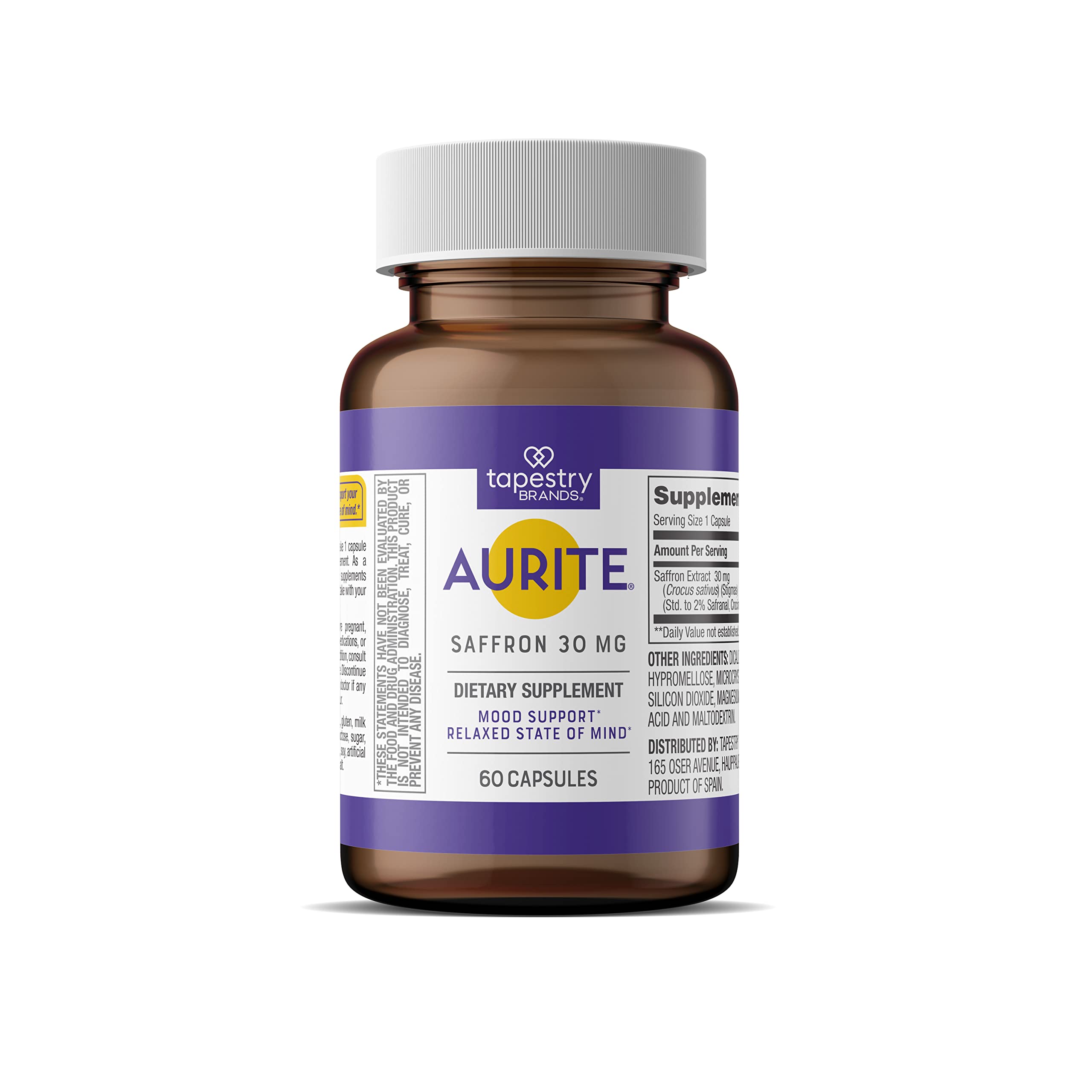 Foto 2 pulgar | Suplemento Aurite Saffron Con Ashwagandha 60 Cápsulas (2 Meses) - Venta Internacional.
