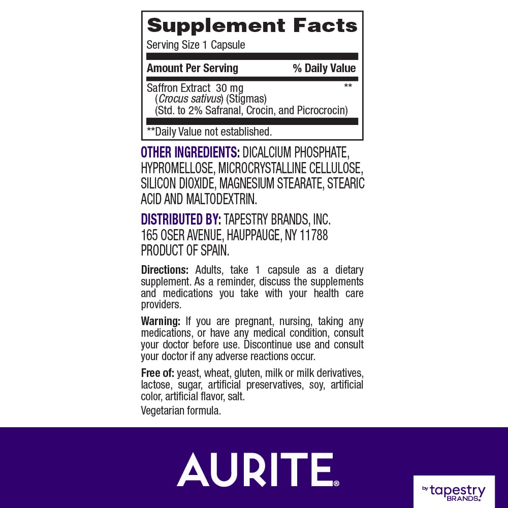 Foto 7 pulgar | Suplemento Aurite Saffron Con Ashwagandha 60 Cápsulas (2 Meses) - Venta Internacional.