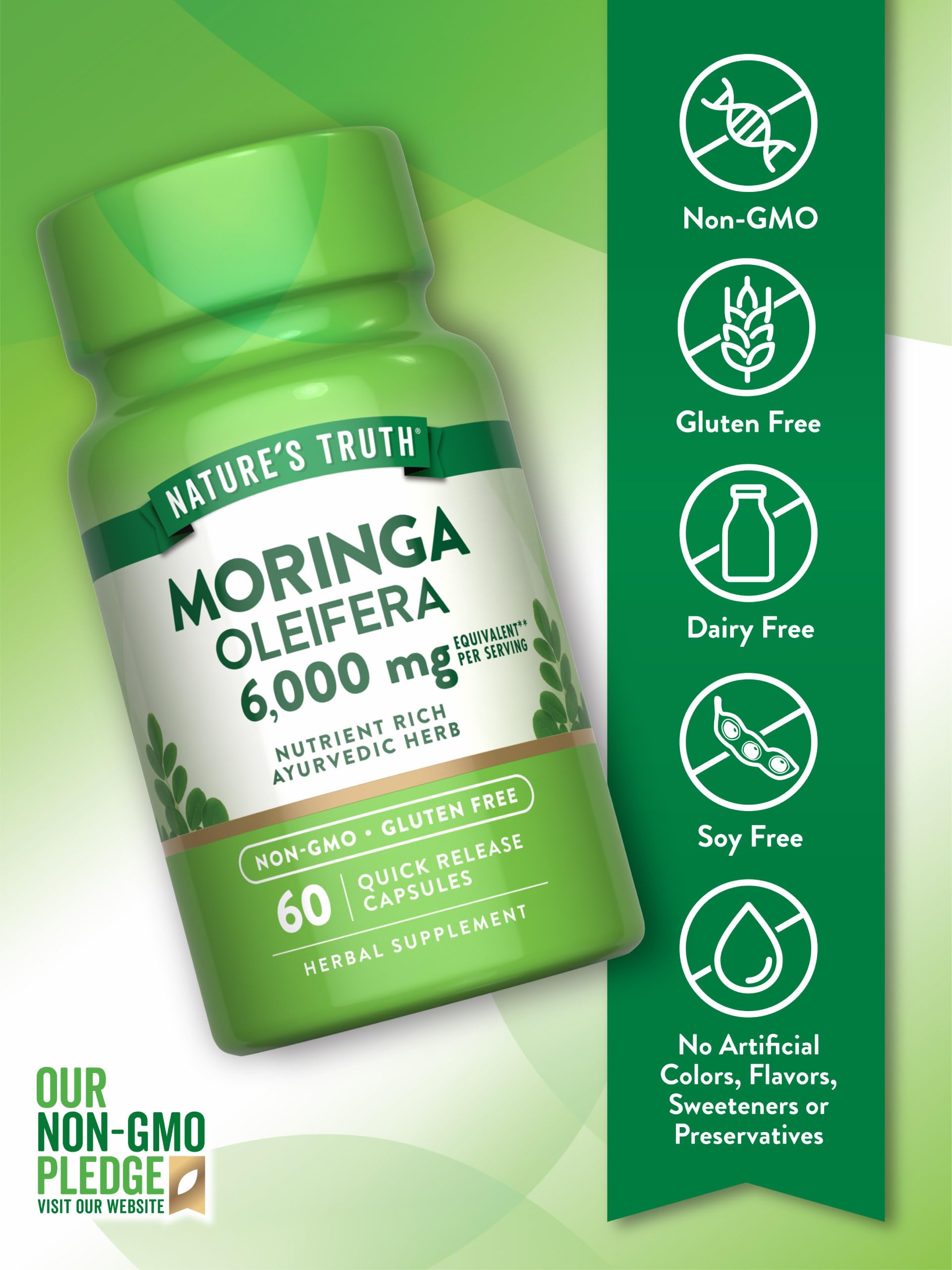 Foto 4 pulgar | Suplemento Nature's Truth Moringa Oleifera 6000 Mg 60 Cápsulas - Venta Internacional.