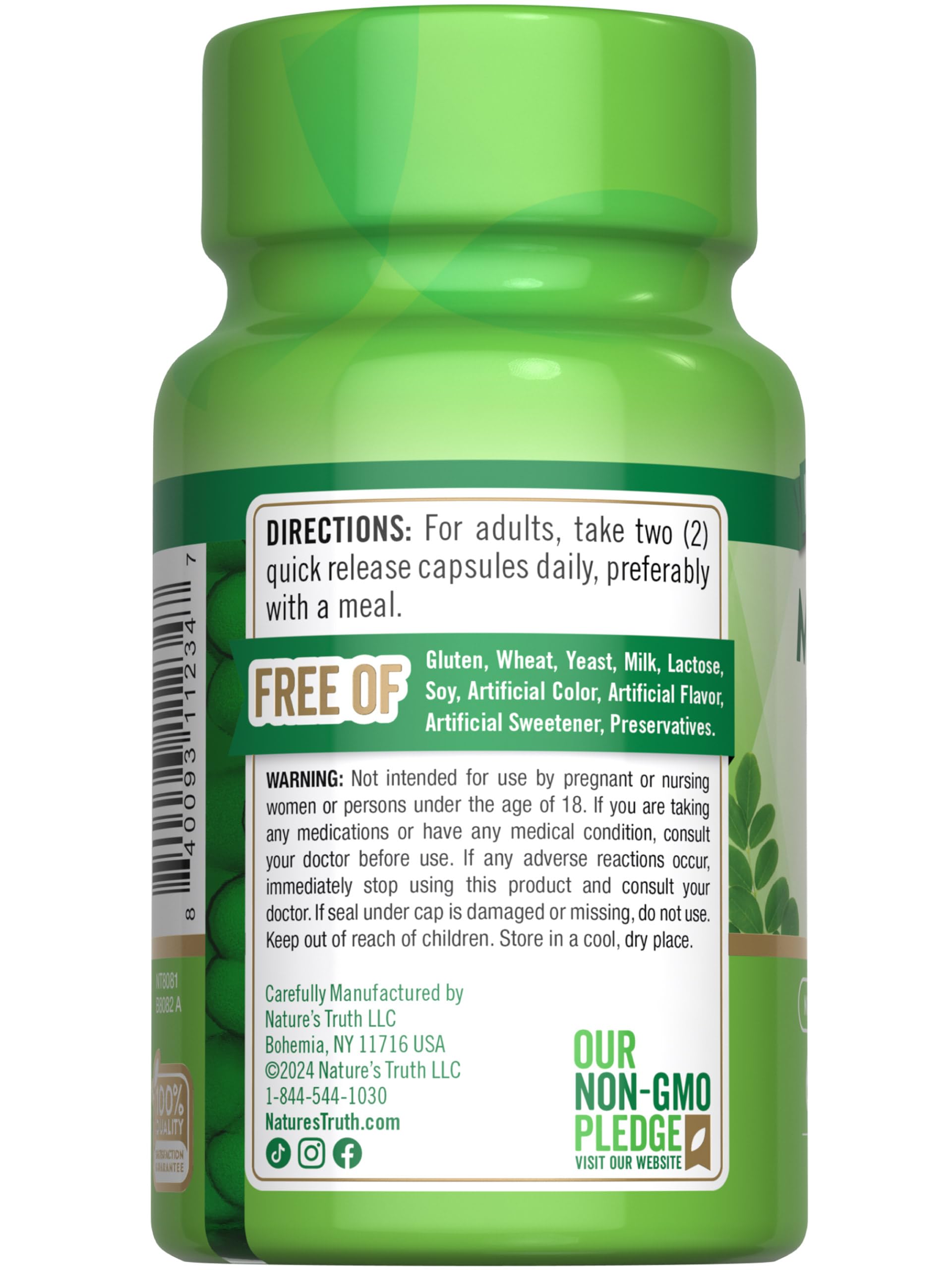 Foto 8 pulgar | Suplemento Nature's Truth Moringa Oleifera 6000 Mg 60 Cápsulas - Venta Internacional.