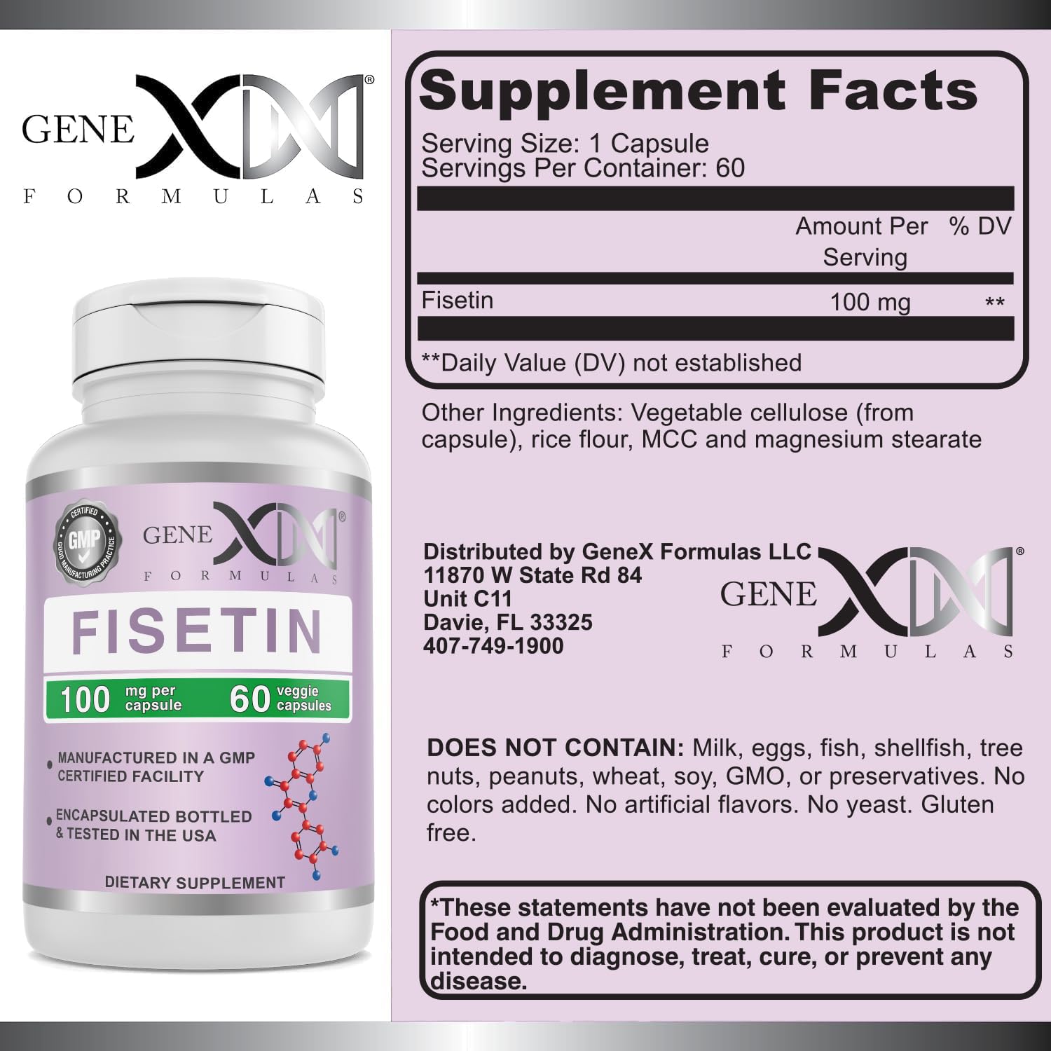 Foto 4 pulgar | Suplemento Genex Formulas Fisetin 100 Mg 60 Cápsulas - Venta Internacional.