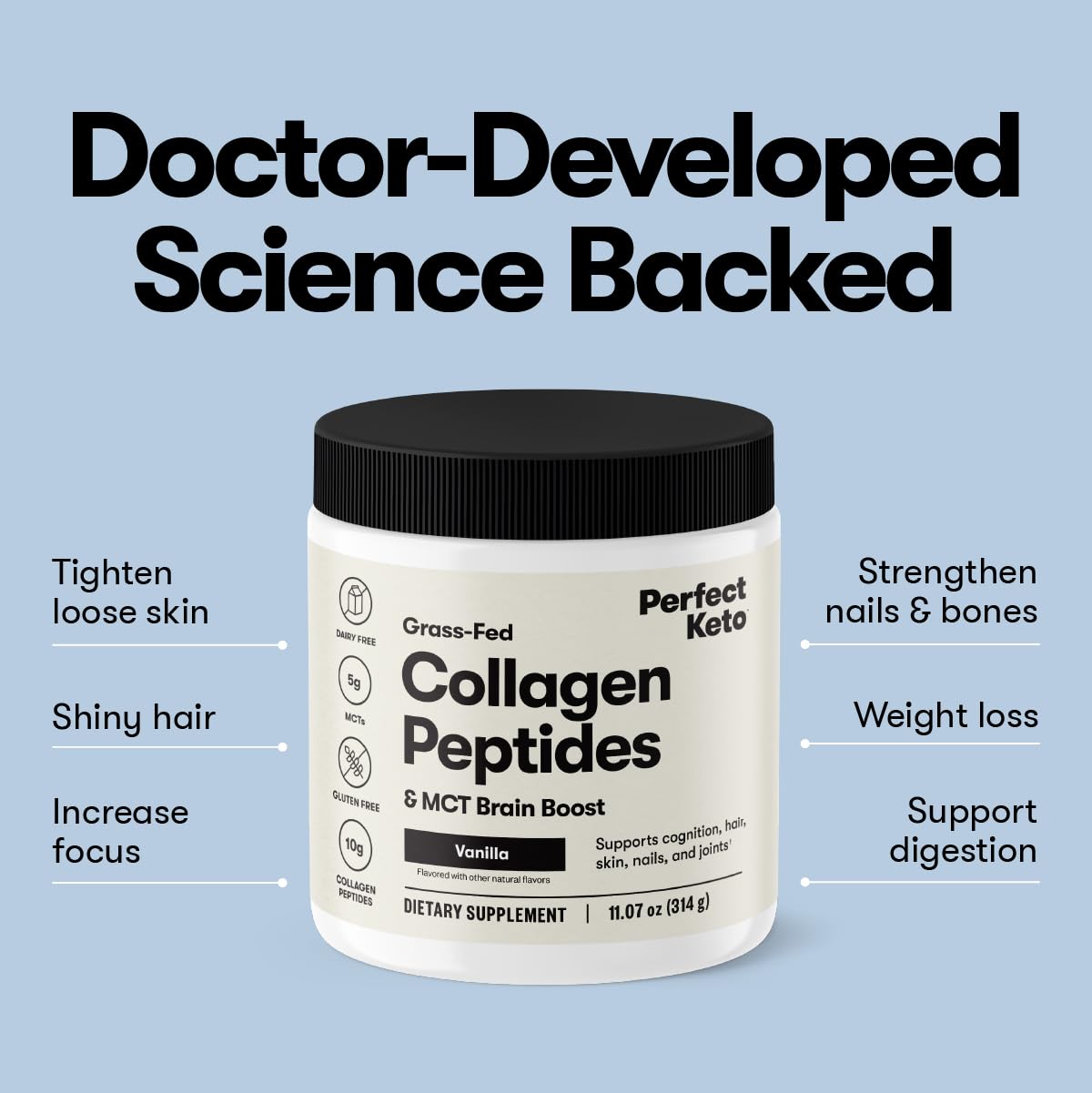 Foto 8 pulgar | Colágeno En Polvo Perfect Keto Vanilla 330 Ml Con Aceite Mct - Venta Internacional.
