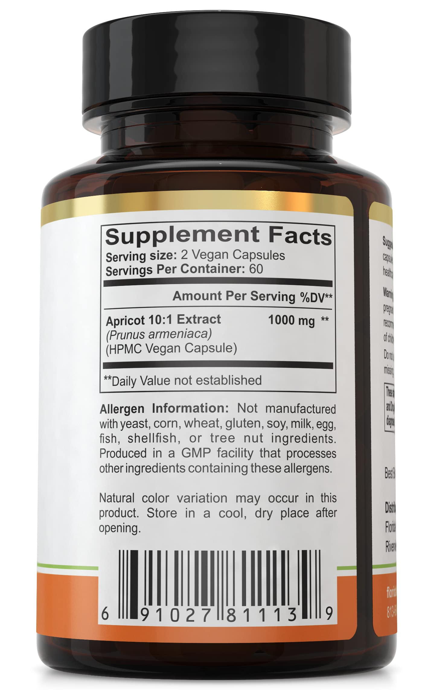 Foto 4 pulgar | Suplemento Florida Herbal Pharmacy, Cápsulas De Albaricoque, 120 X 500 Mg - Venta Internacional.