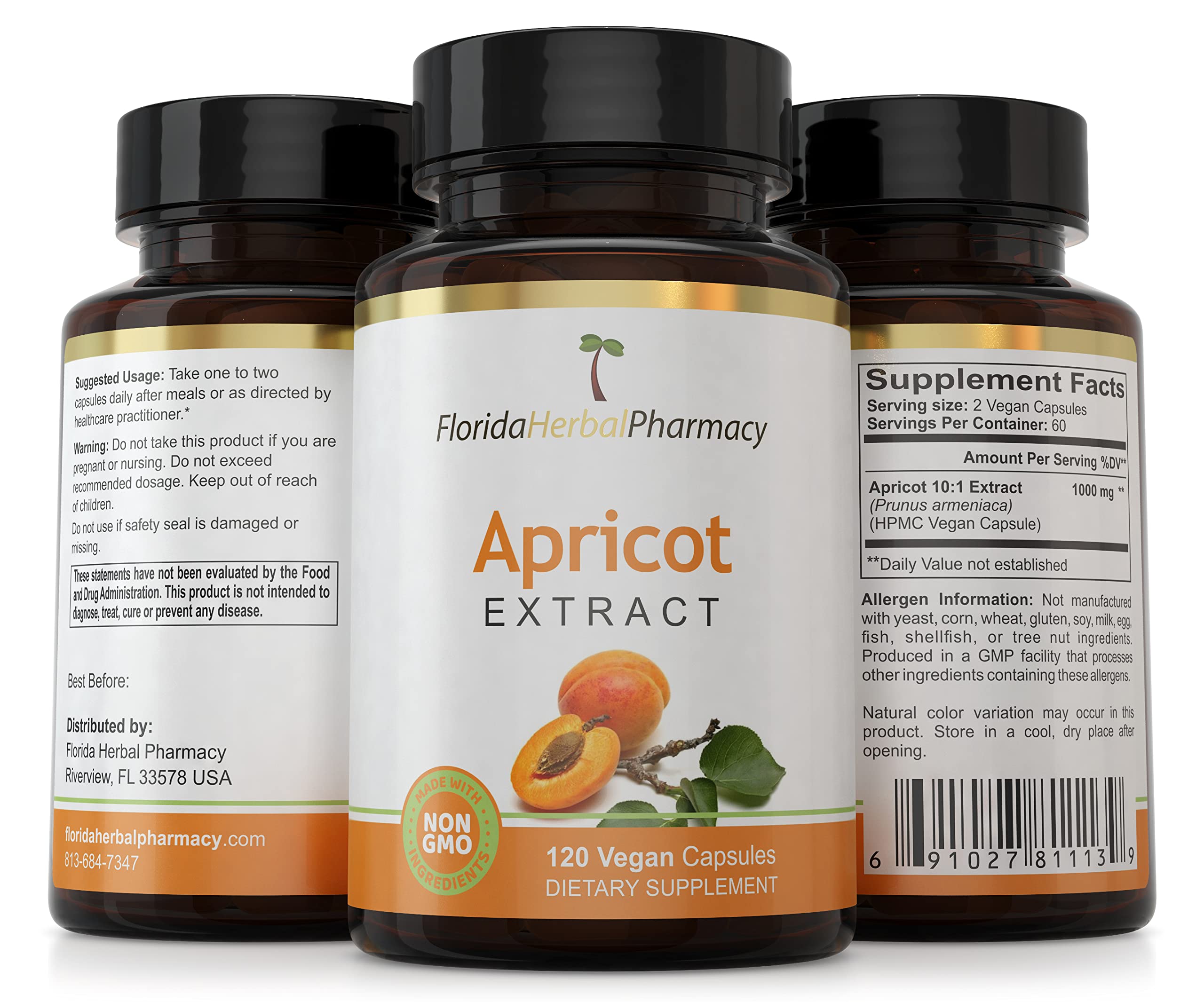 Foto 4 | Suplemento Florida Herbal Pharmacy, Cápsulas De Albaricoque, 120 X 500 Mg - Venta Internacional.