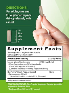 Foto 2 | Suplemento Lions Mane Mushroom, 2100 Mg, 50 Cápsulas, Nature's Truth - Venta Internacional.