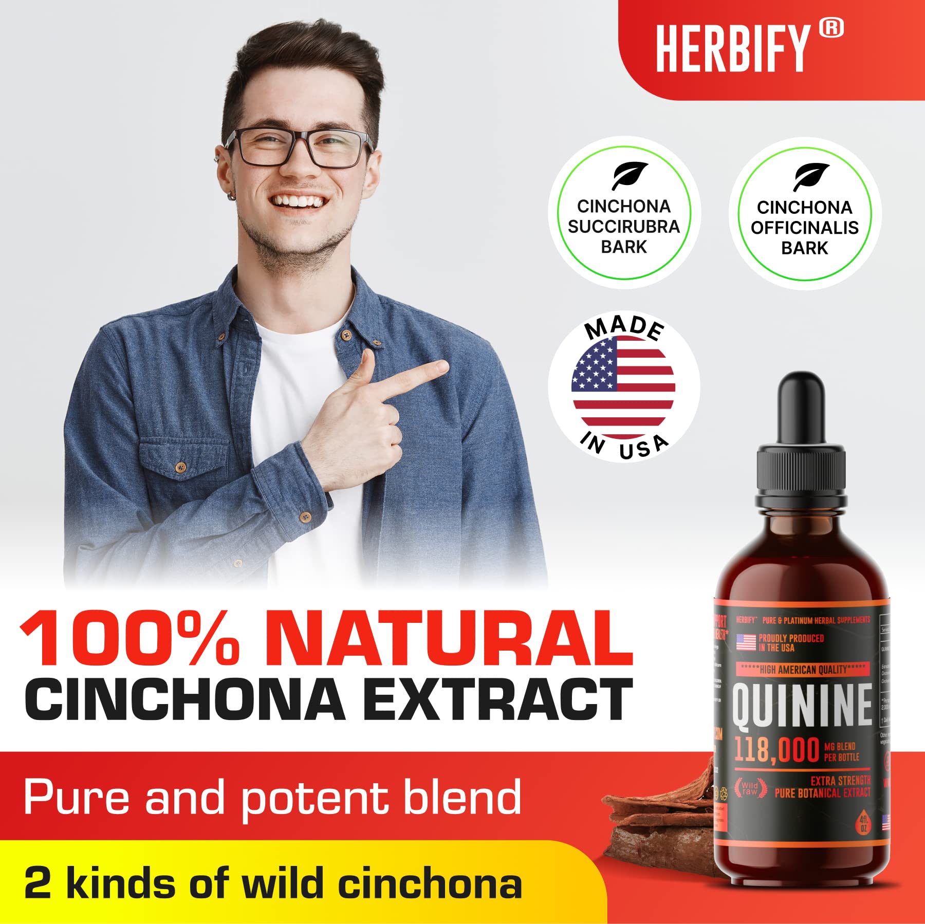 Foto 4 pulgar | Tintura De Quinina Herbify Extracto Líquido De Quinina 120 Ml - Venta Internacional.