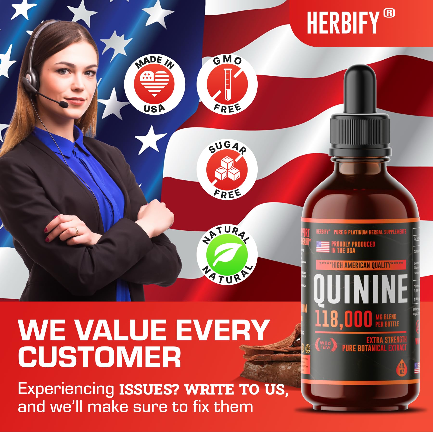 Foto 6 | Tintura De Quinina Herbify Extracto Líquido De Quinina 120 Ml - Venta Internacional.