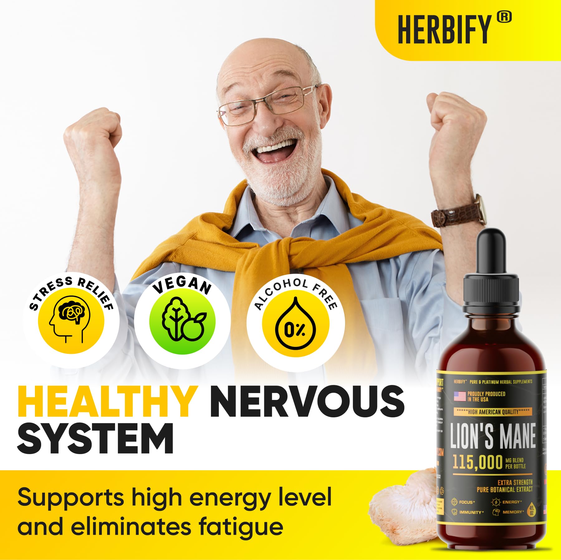 Foto 5 pulgar | Suplemento Herbify Lions Mane Memory Con Extracto Orgánico - Venta Internacional.