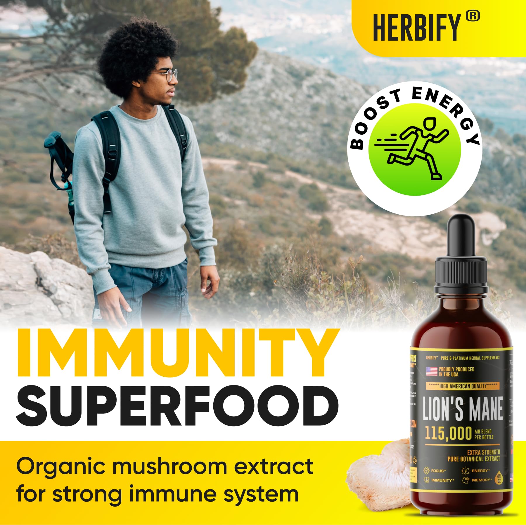 Foto 6 pulgar | Suplemento Herbify Lions Mane Memory Con Extracto Orgánico - Venta Internacional.