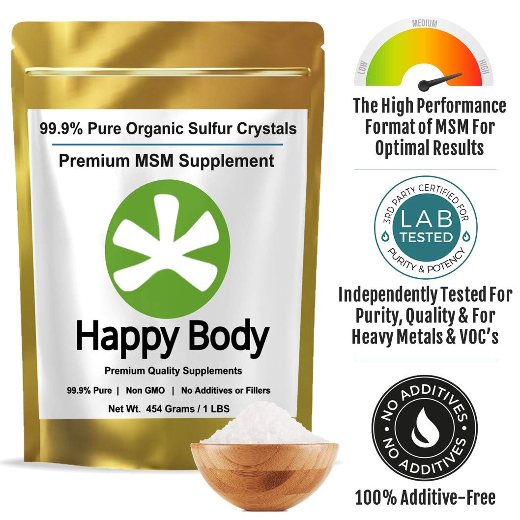 Foto 4 pulgar | Suplemento De Msm Happy Body, Cristales De Azufre Orgánicos, 454 G - Venta Internacional.