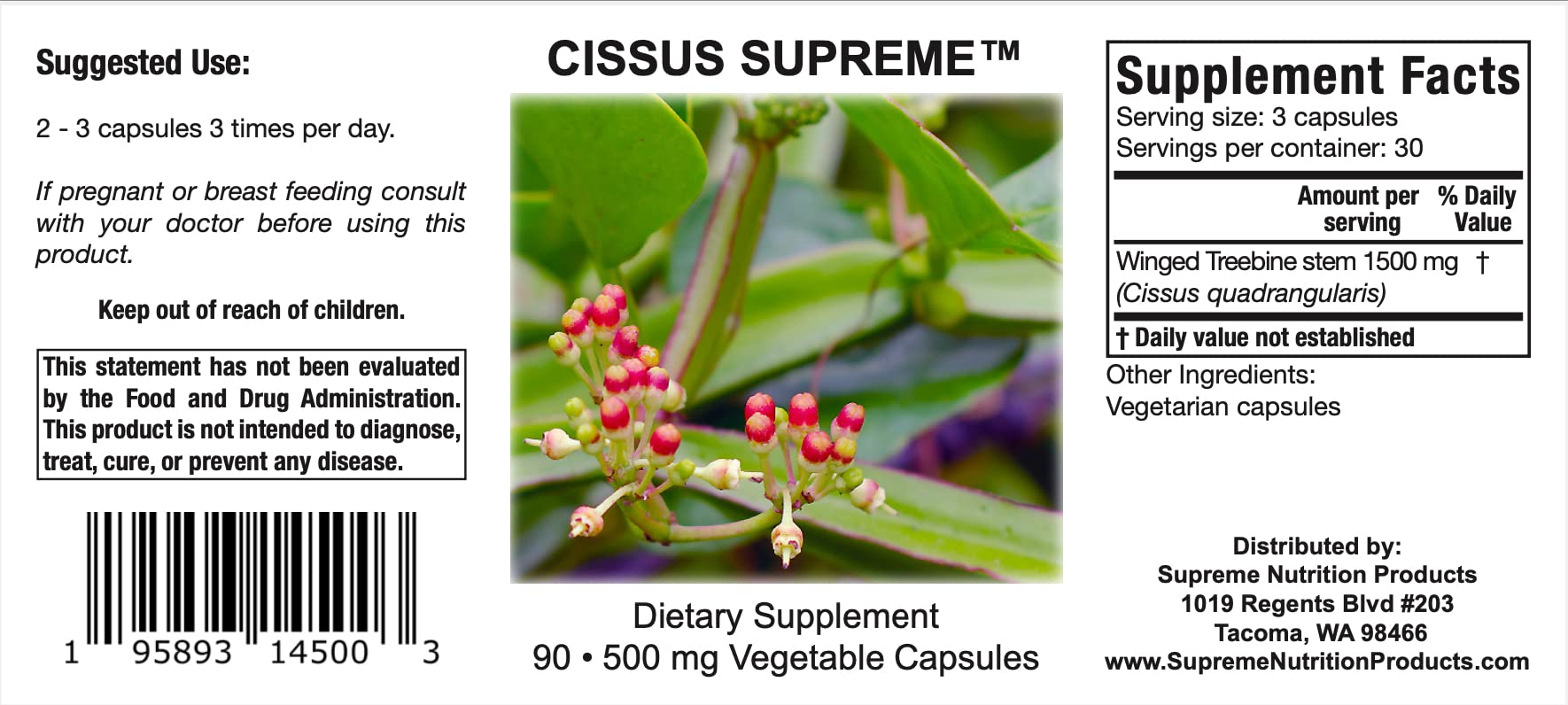 Foto 5 pulgar | Supreme Nutrition Cissus Supreme 90 Cápsulas Vegetarianas - Venta Internacional.