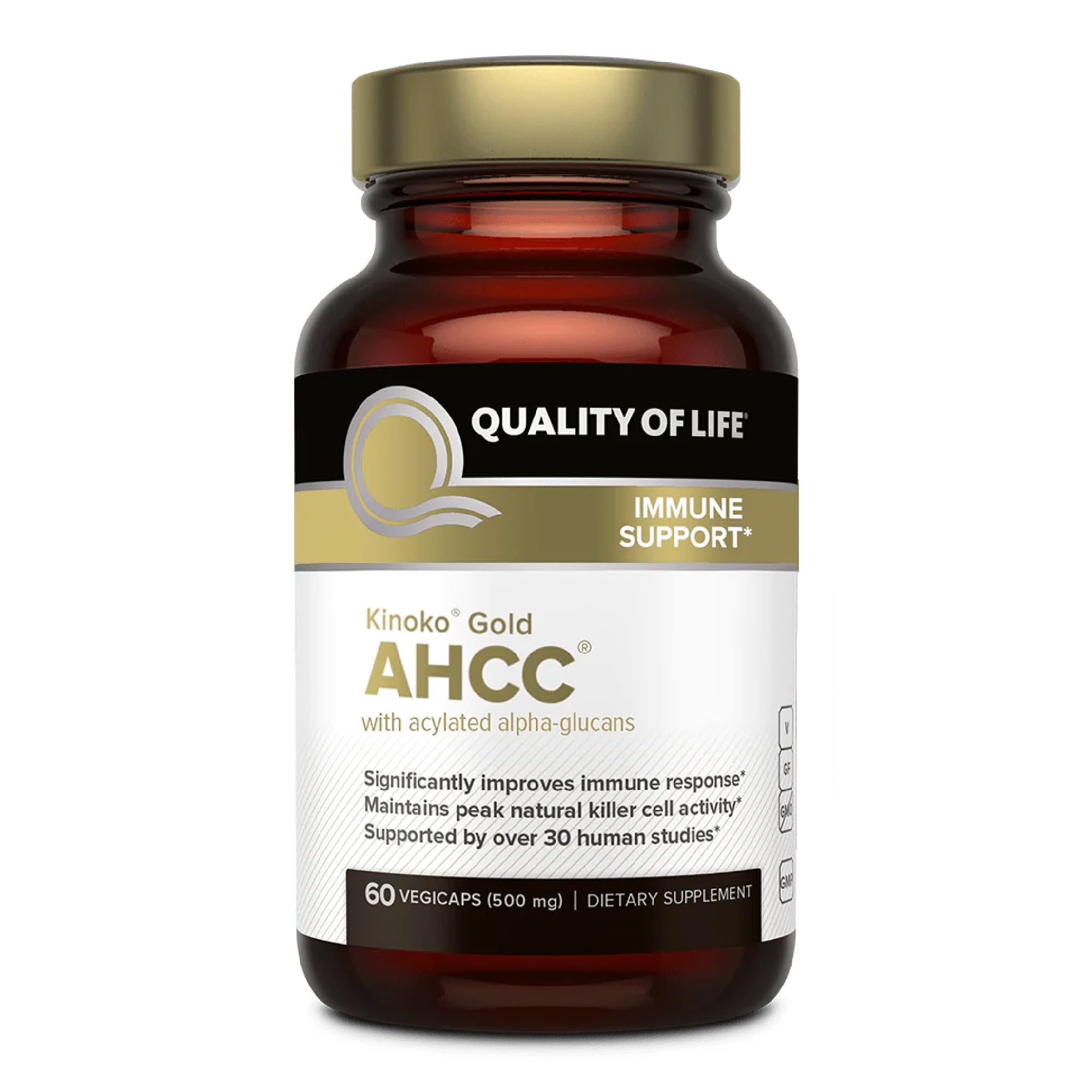 Foto 2 pulgar | Suplemento Quality Of Life Premium Kinoko Gold Ahcc 500 Mg - Venta Internacional.