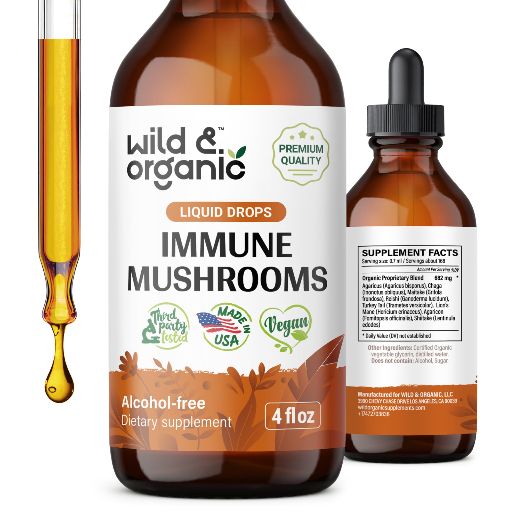 Suplemento De Tintura De Hongos Inmunes Silvestres Y Orgánicos, 118 Ml - Venta Internacional.