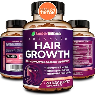 Foto 1 | Vitaminas Para El Crecimiento Del Cabello, Rainbow Nutrients, Biotina, 10,000 Mcg, Mujeres - Venta Internacional.