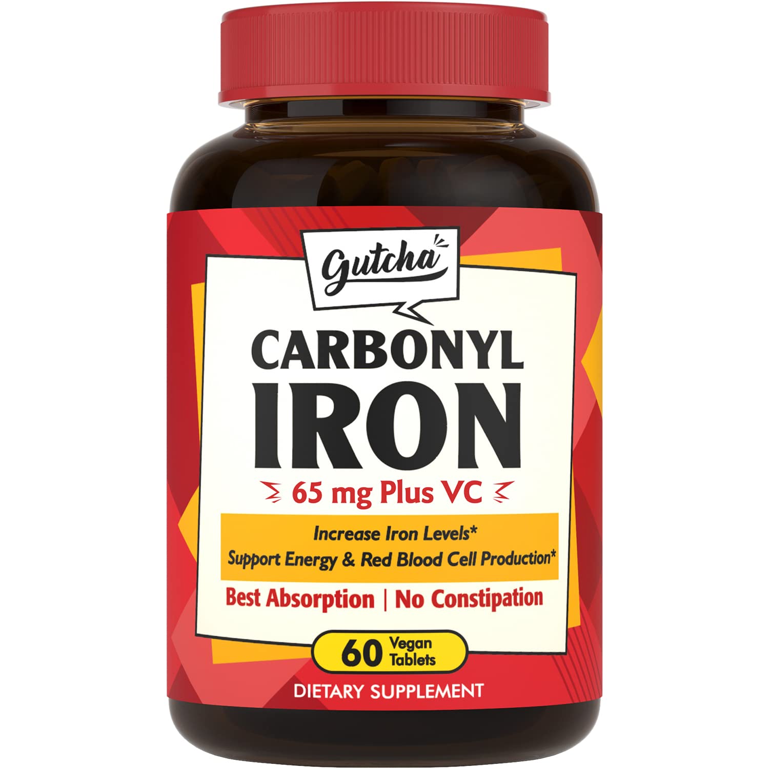 Foto 2 pulgar | Suplemento De Hierro Gutcha Carbonyl Iron 65 Mg Con Vitamina C 60 Unidades - Venta Internacional.