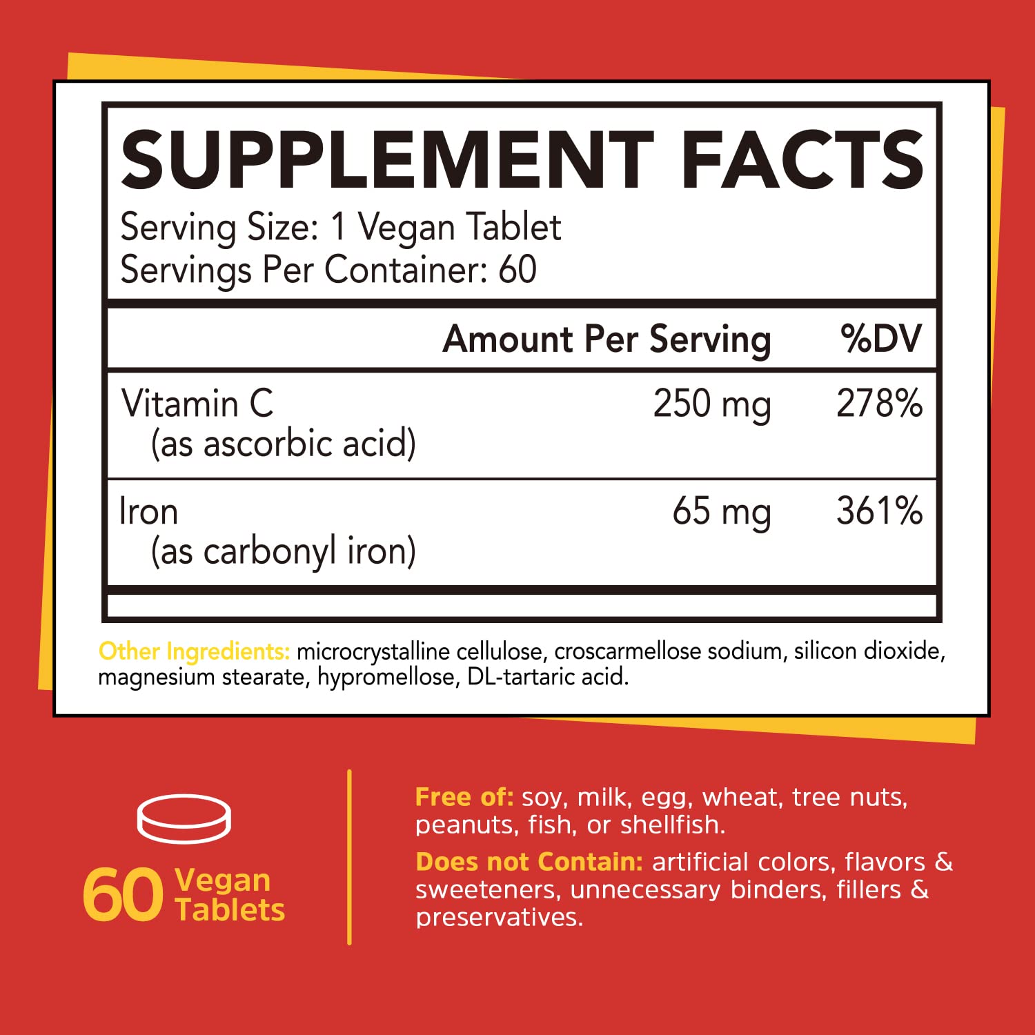 Foto 3 pulgar | Suplemento De Hierro Gutcha Carbonyl Iron 65 Mg Con Vitamina C 60 Unidades - Venta Internacional.