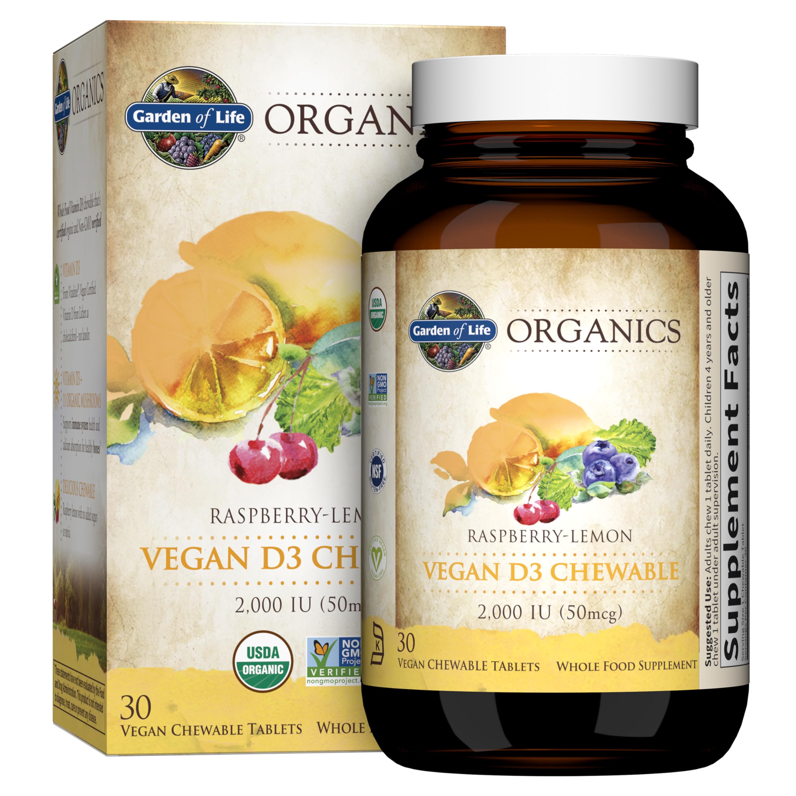 Foto 2 pulgar | Suplemento Garden Of Life De Vitamina D3, 2000 Ui, Masticable, 30 Tabletas - Venta Internacional.