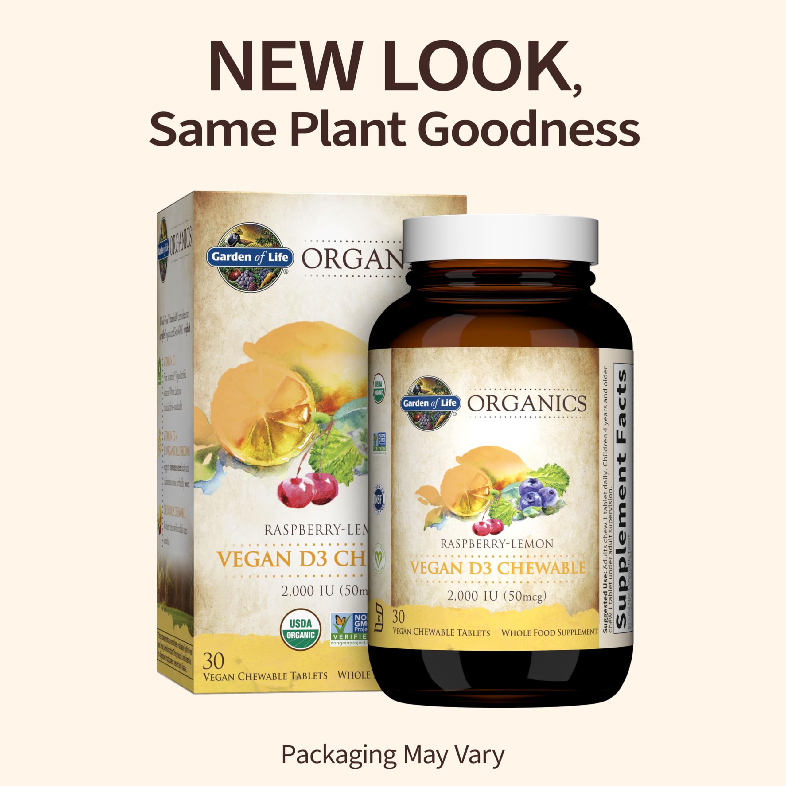 Foto 2 | Suplemento Garden Of Life De Vitamina D3, 2000 Ui, Masticable, 30 Tabletas - Venta Internacional.
