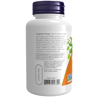 Foto 3 | Suplemento Now Foods Lion's Mane, 500 Mg, 60 Cápsulas Vegetarianas - Venta Internacional.