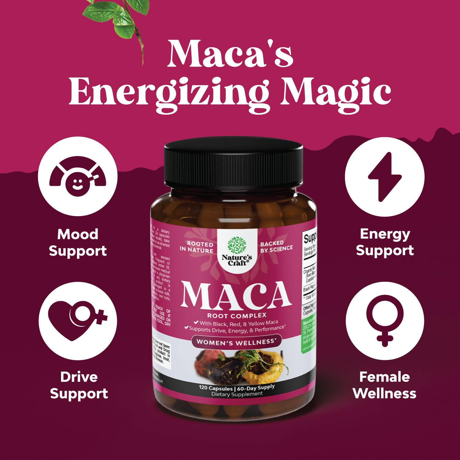 Foto 4 pulgar | Cápsulas De Raíz De Maca Orgánica Supplement Natures Craft, 120 Unidades - Venta Internacional.