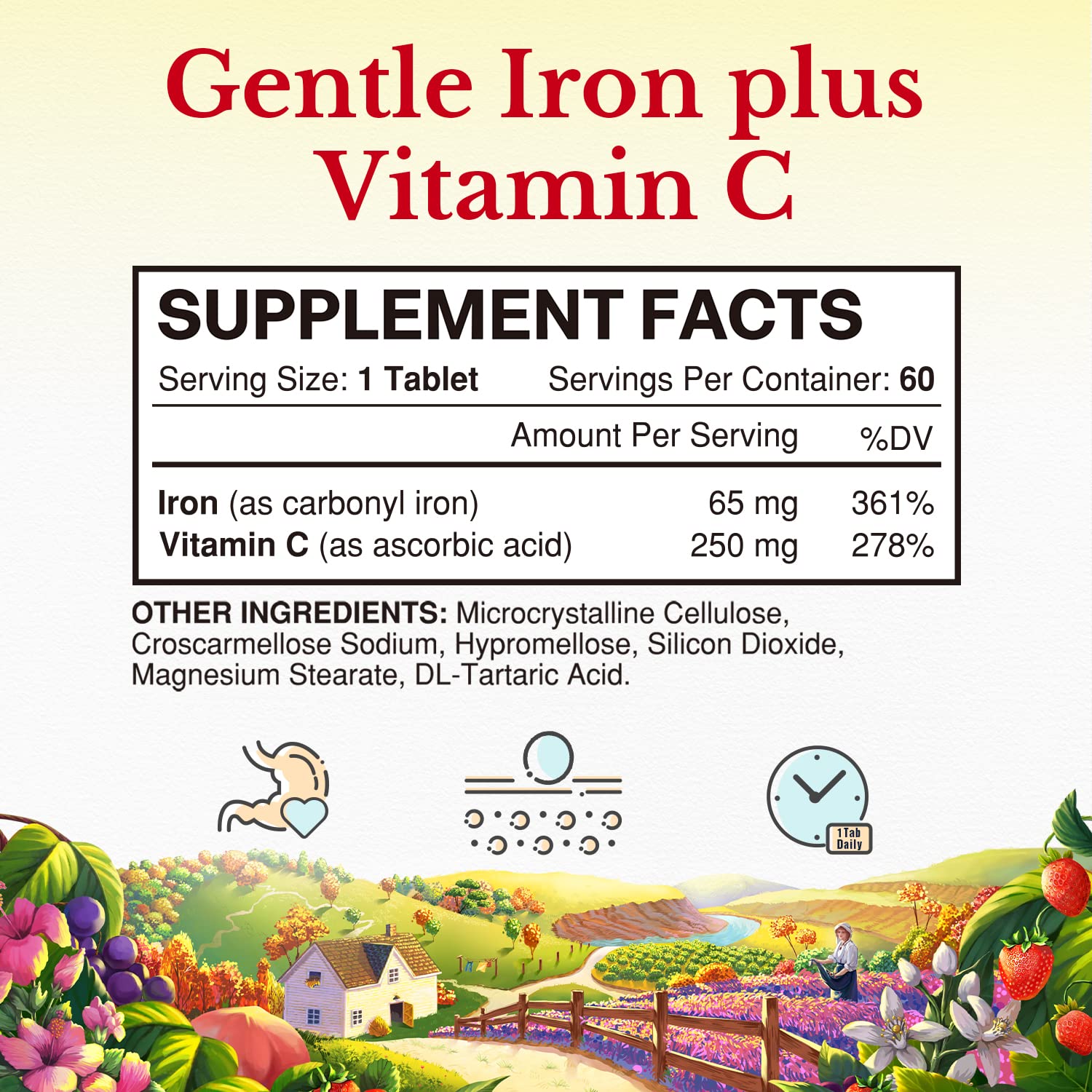 Foto 3 pulgar | Suplemento De Hierro Vitalitown Iron 65 Mg Con 250 Mg De Vitamina C - Venta Internacional.