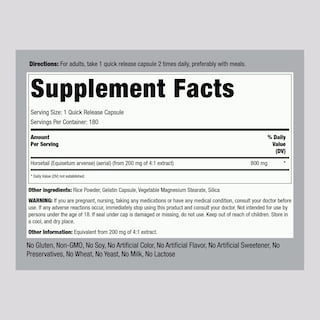 Foto 2 | Suplemento Piping Rock Horsetail, Cápsulas De 800 Mg, 180 Unidades - Venta Internacional.