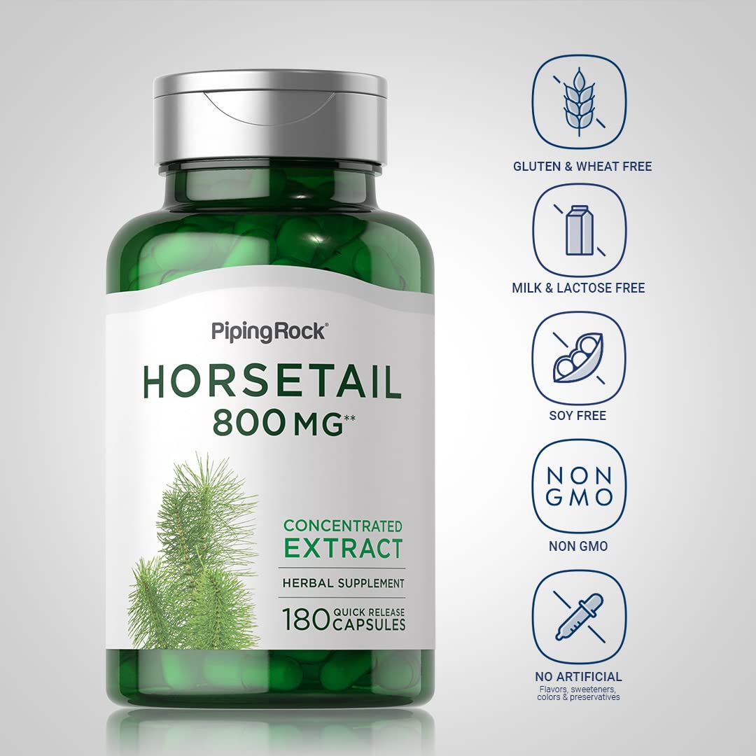 Foto 4 pulgar | Suplemento Piping Rock Horsetail, Cápsulas De 800 Mg, 180 Unidades - Venta Internacional.
