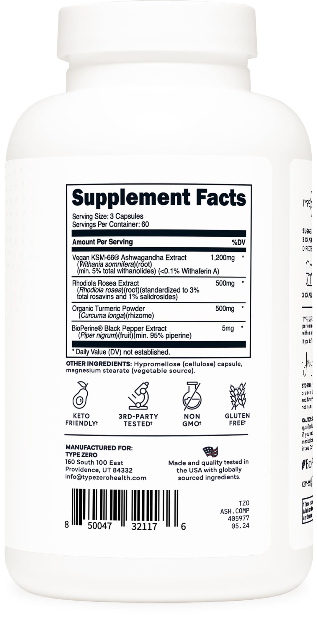 Foto 6 pulgar | Suplemento Type Zero Ksm-66 Extracto De Raíz De Ashwagandha 1200 Mg - Venta Internacional.